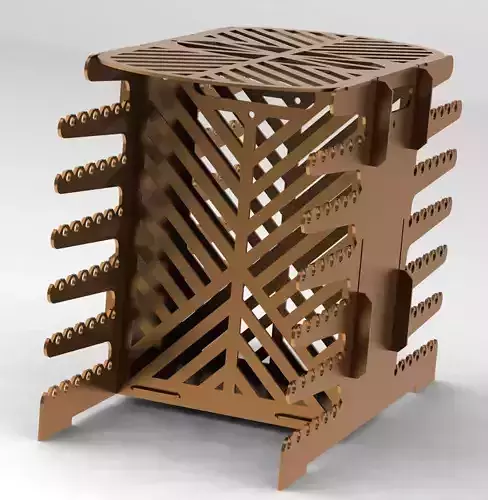 Vertical collapsible brazier with design Low-poly 3D model