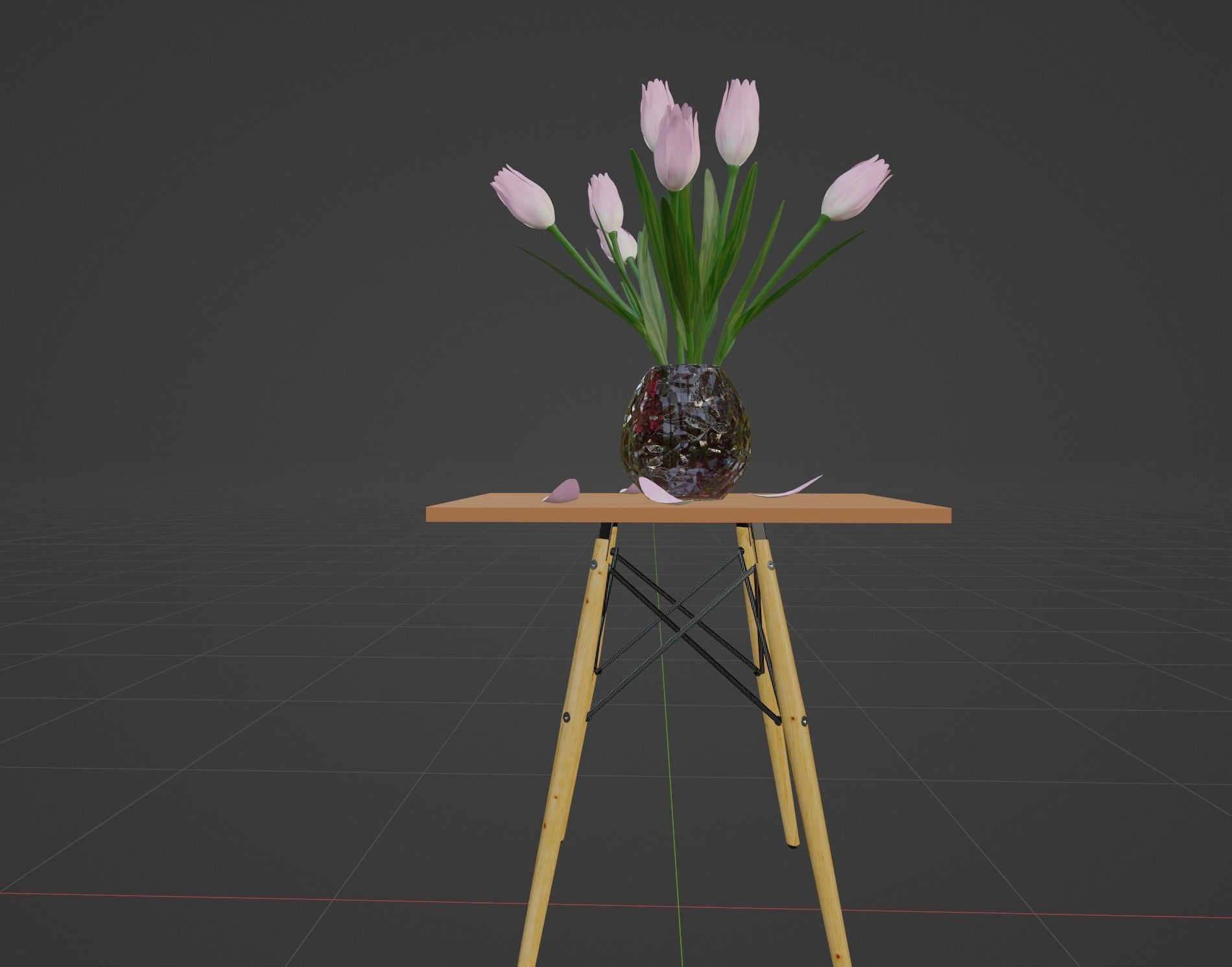 Tulips vase Low-poly 3D model_3