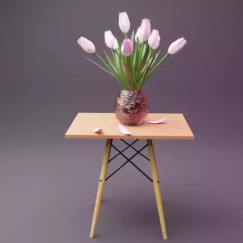 Tulips vase Low-poly 3D model