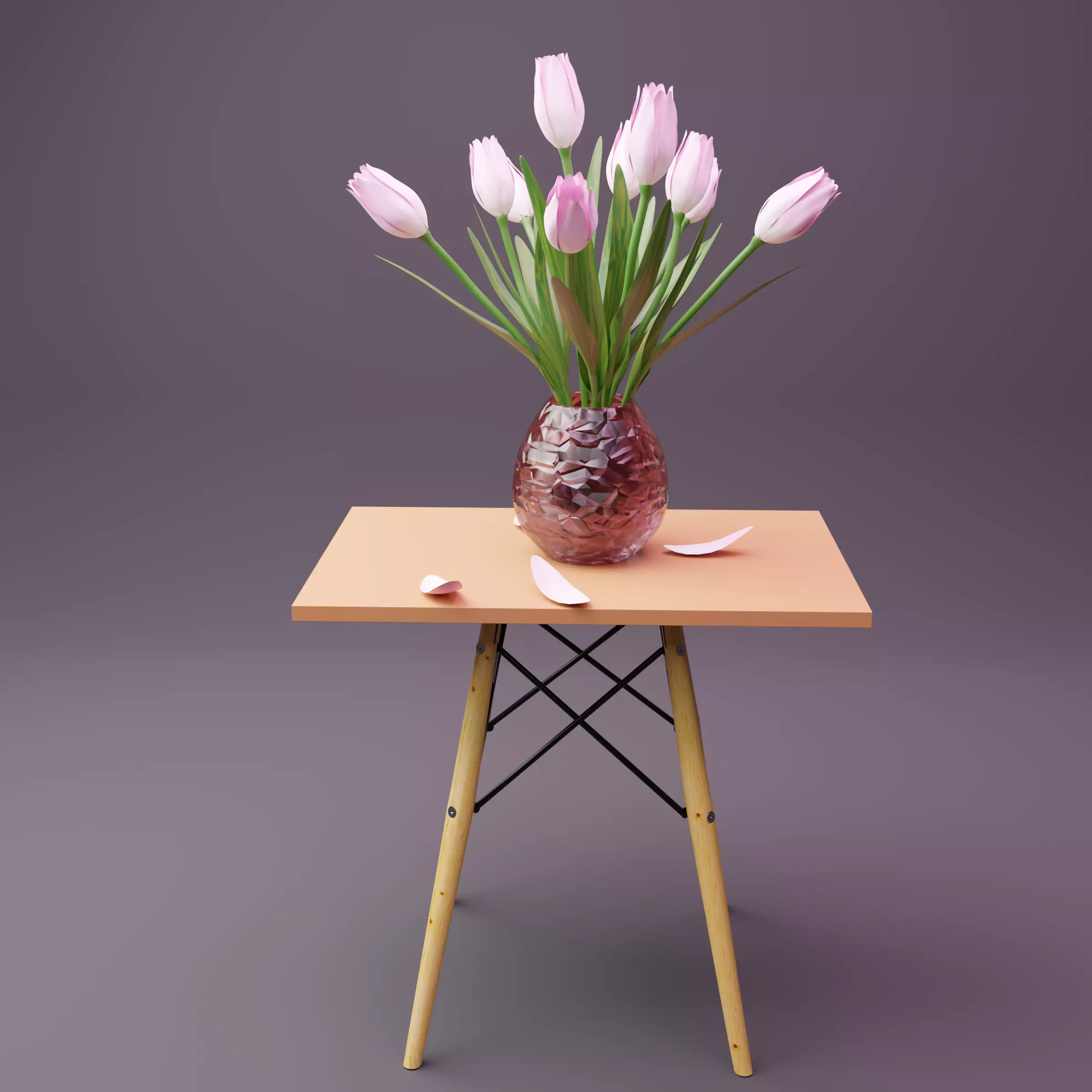 Tulips vase Low-poly 3D model_0