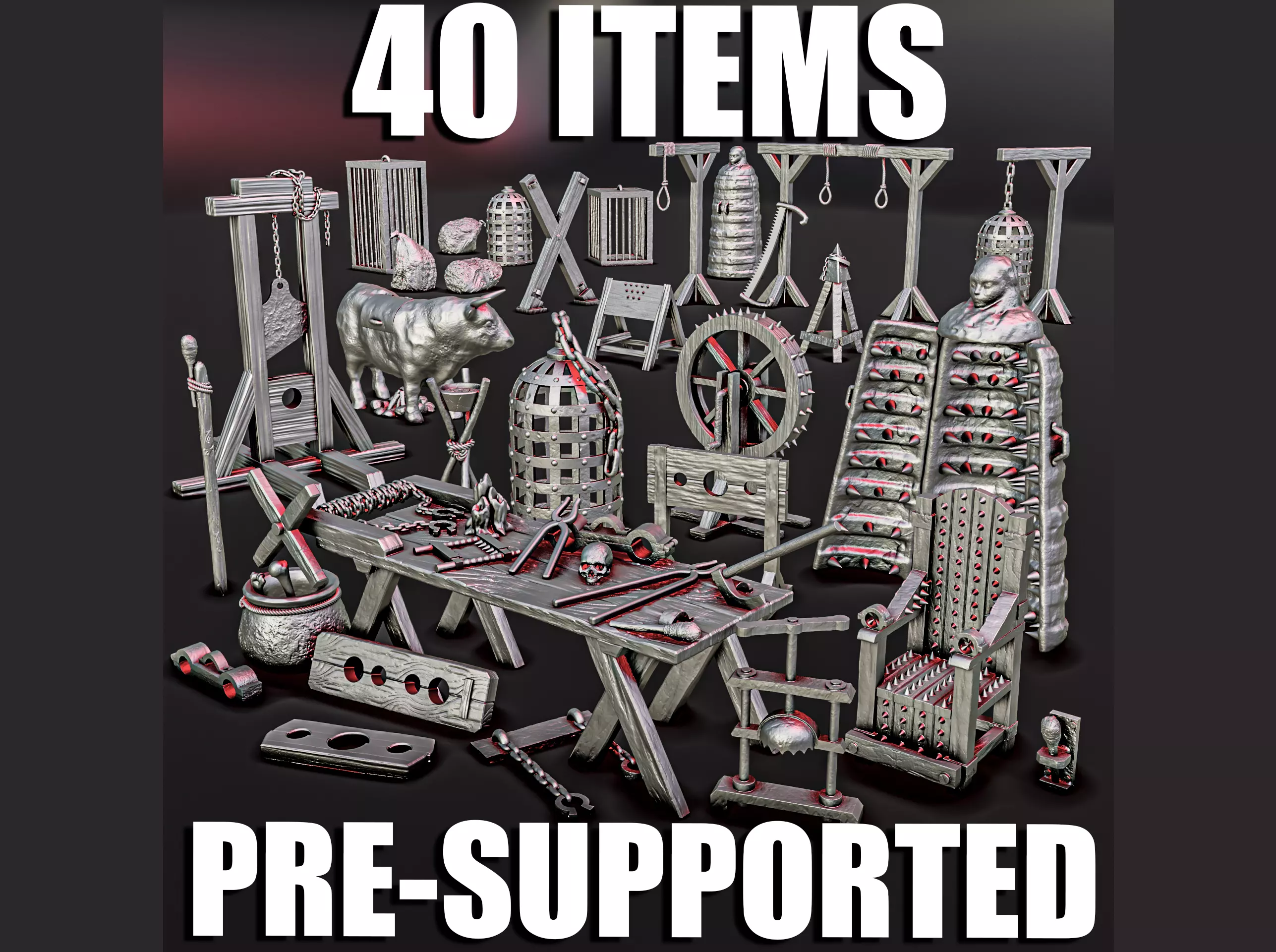 MEDIEVAL TORTURE DIORAMA PACK 3D print model_0