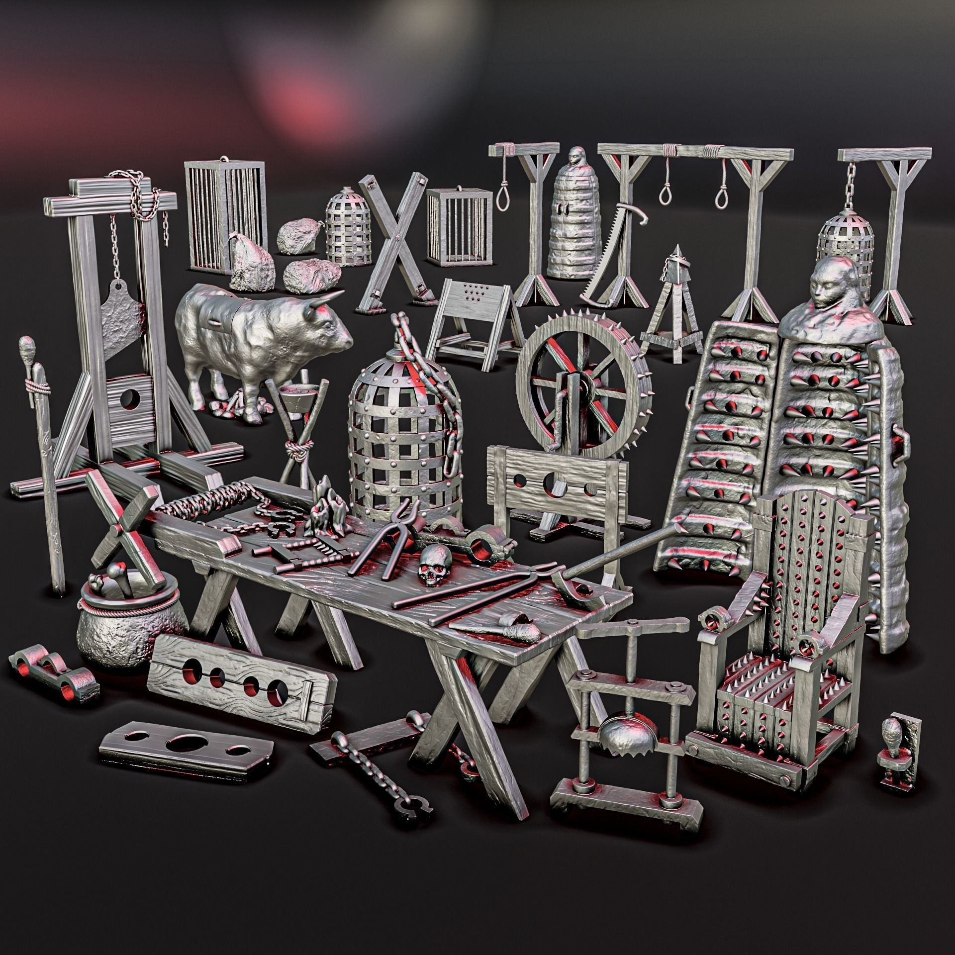 MEDIEVAL TORTURE DIORAMA PACK 3D print model_1