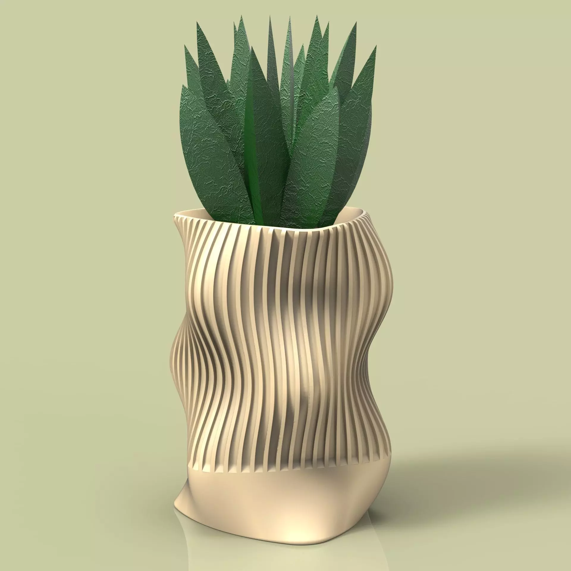 potted succulent and plants 3D print model_0