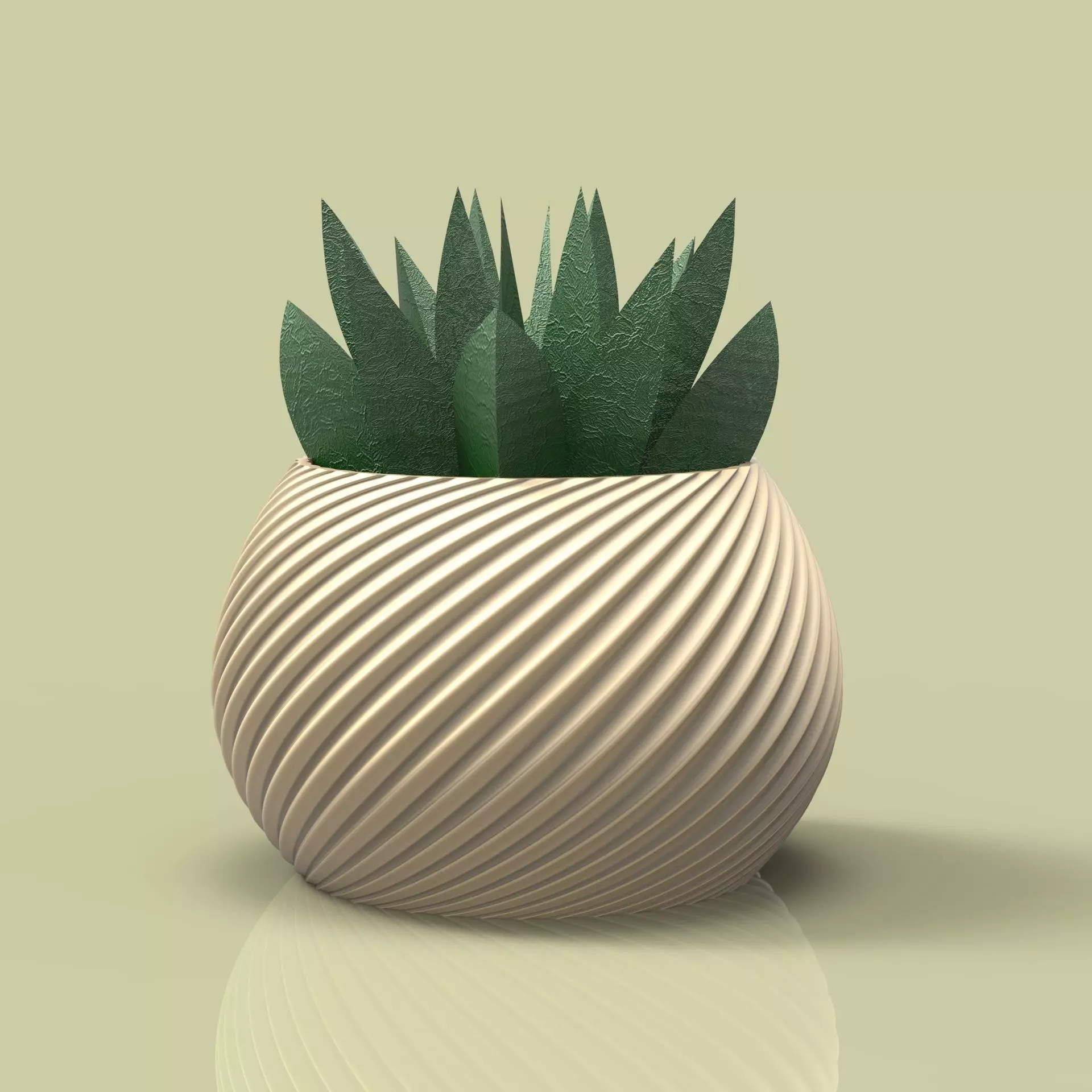 potted succulent and plants 3D print model_0
