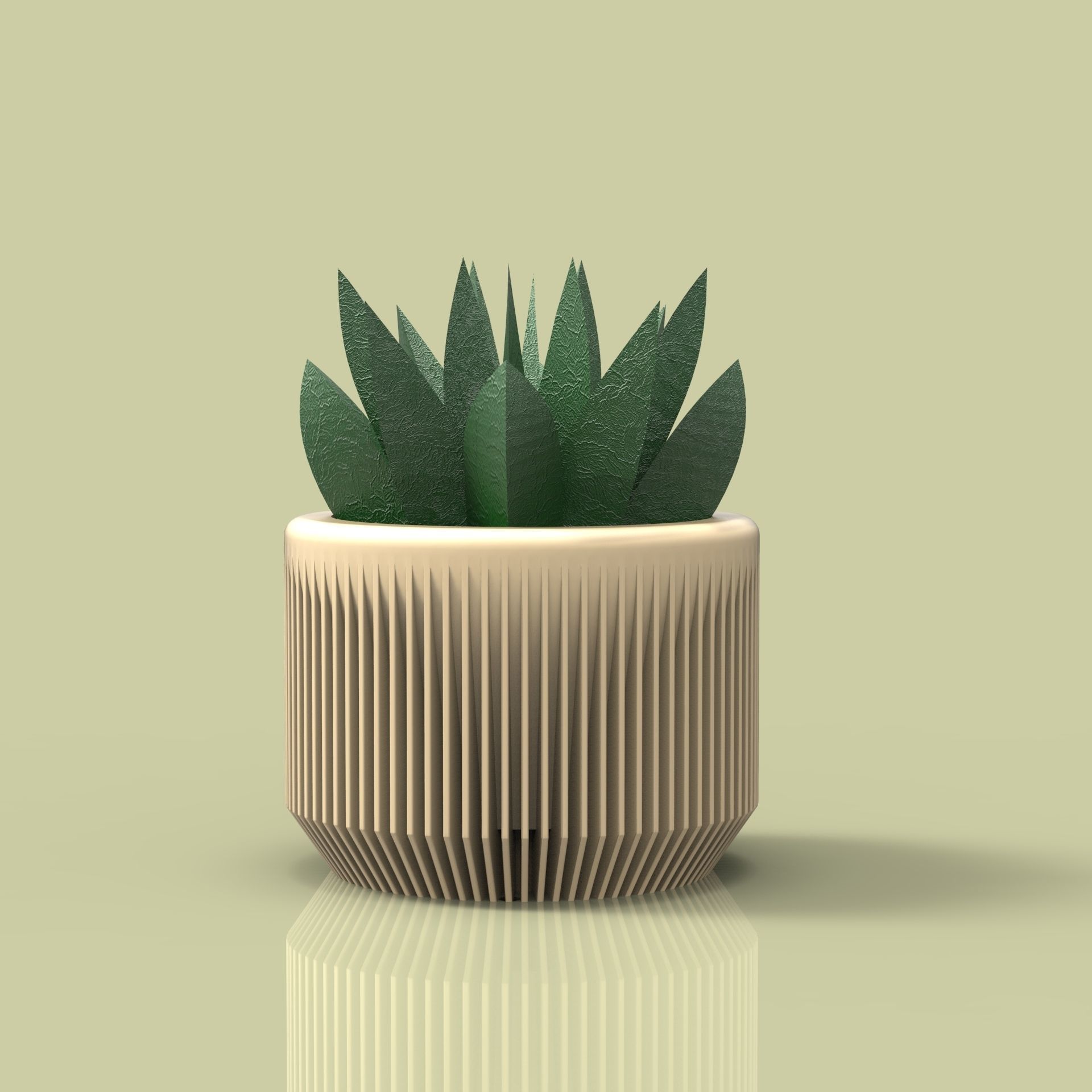 potted succulent and plants 3D print model_1
