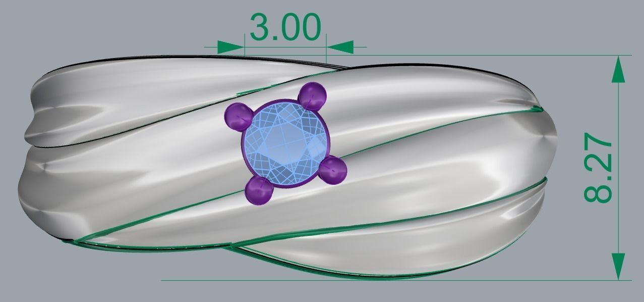 SINGLE STONE RING-RT17 3D print model_5