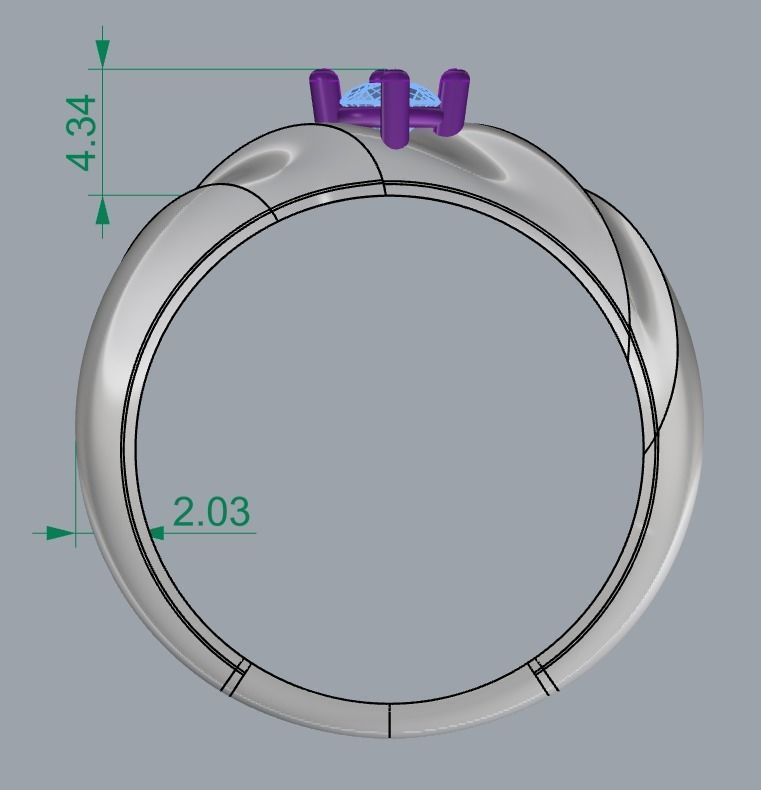 SINGLE STONE RING-RT22 3D print model_4