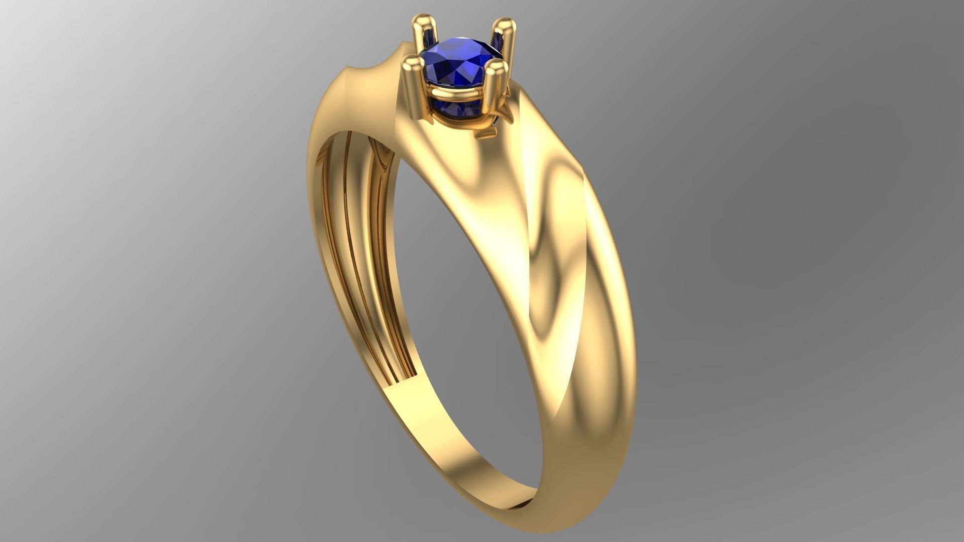SINGLE STONE RING-RT22 3D print model_1