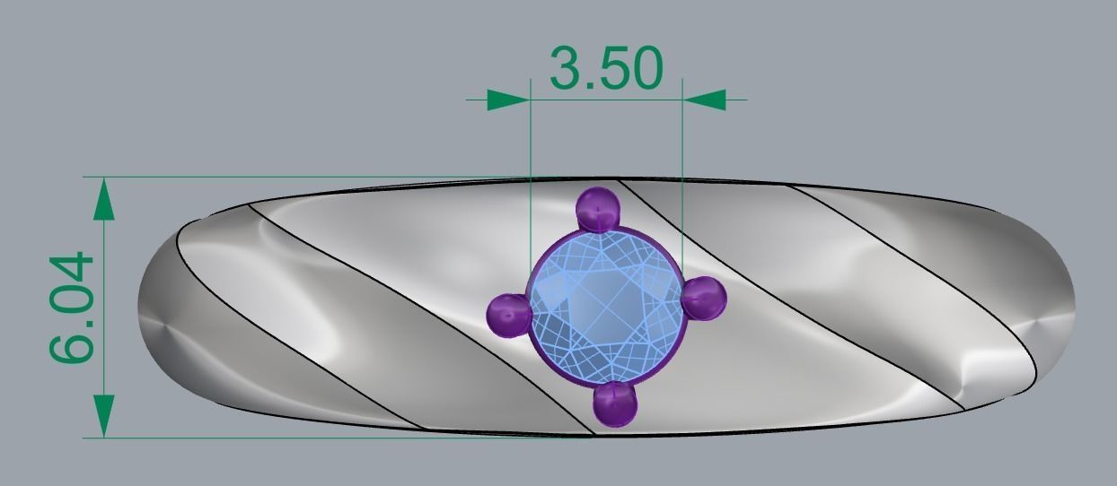 SINGLE STONE RING-RT22 3D print model_5