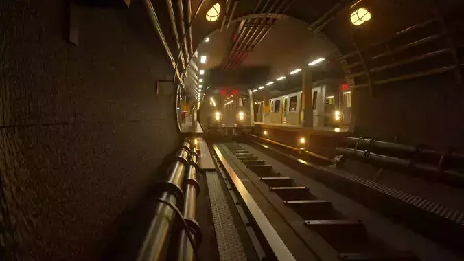 SUBWAY  CAR - TUNNEL - STATION 3D model