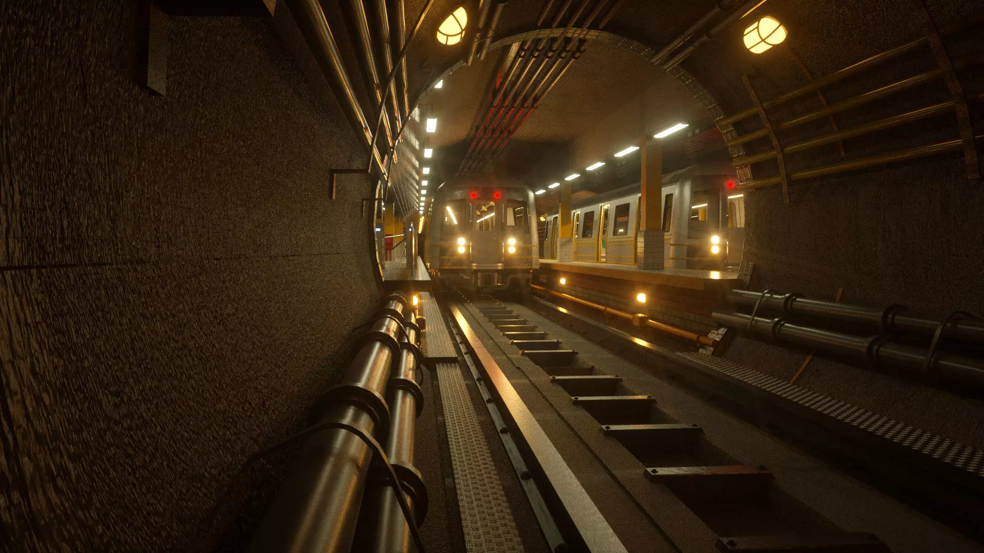 SUBWAY  CAR - TUNNEL - STATION 3D model_0