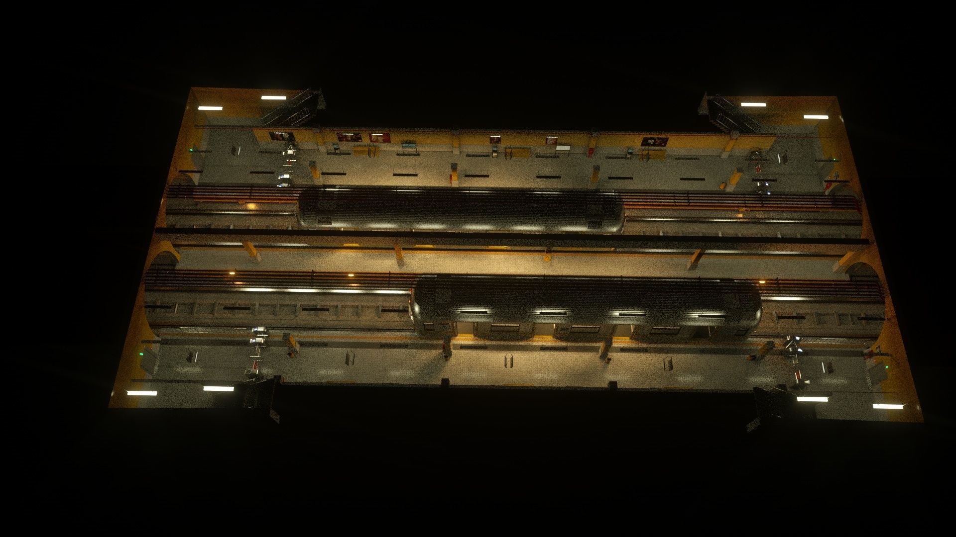 SUBWAY  CAR - TUNNEL - STATION 3D model_9