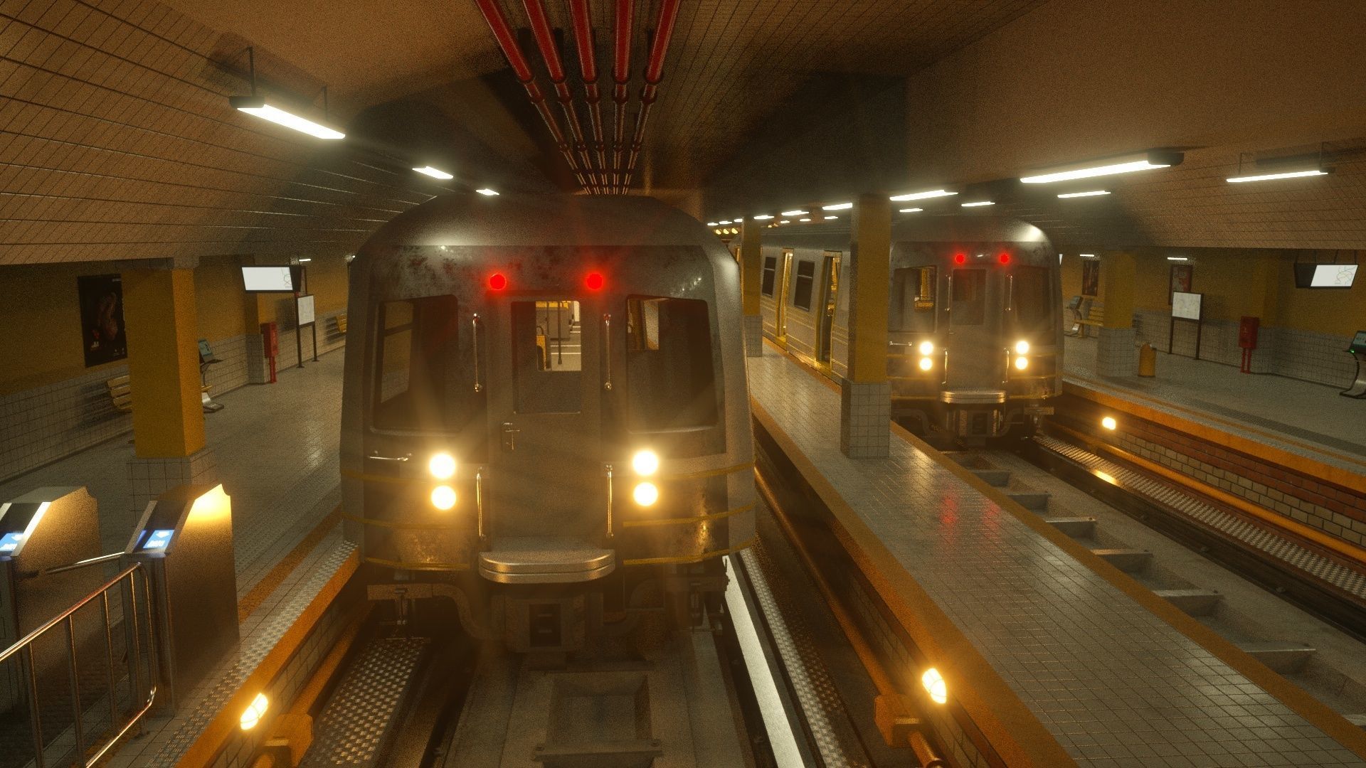 SUBWAY  CAR - TUNNEL - STATION 3D model_6