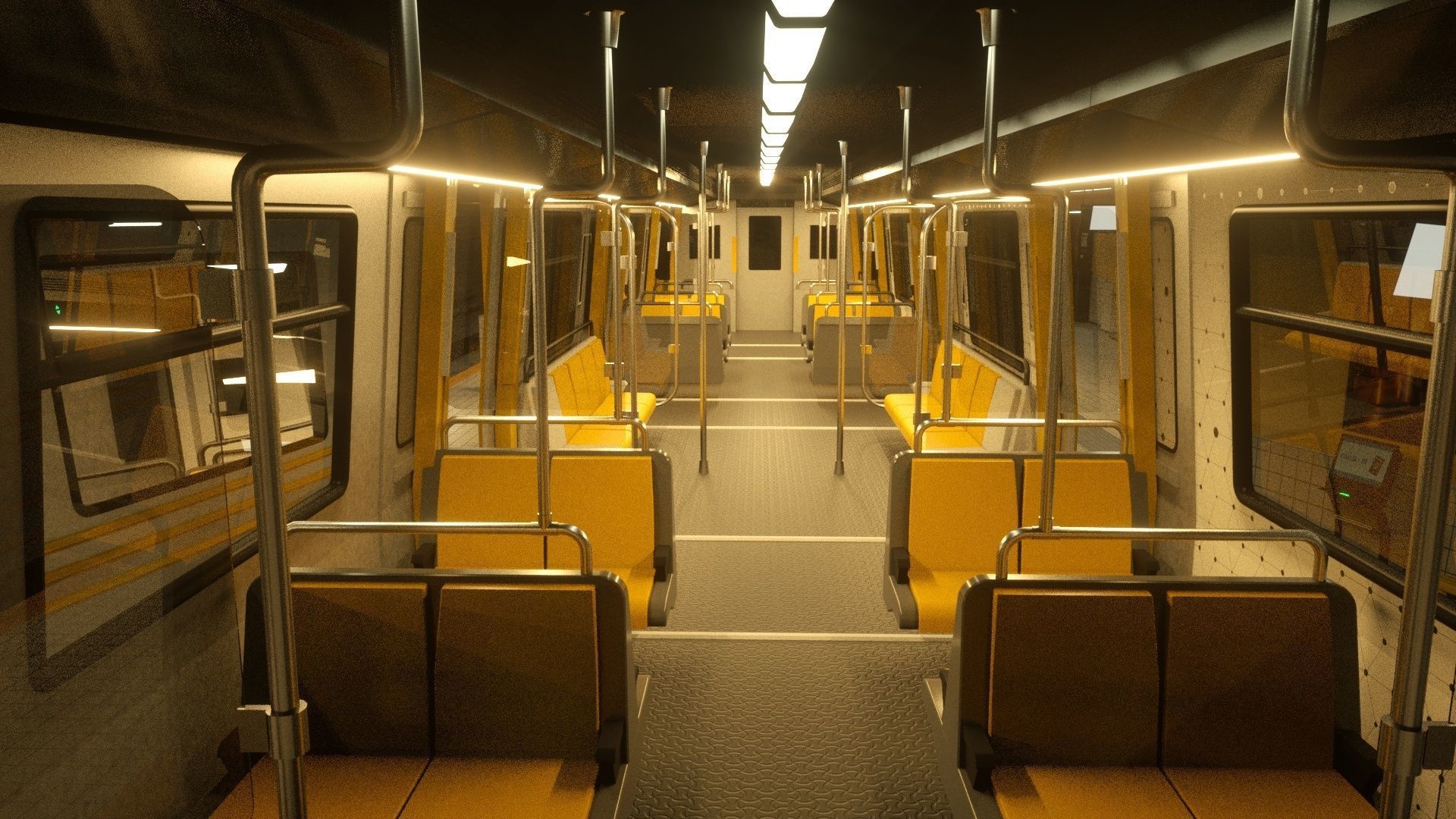 SUBWAY  CAR - TUNNEL - STATION 3D model_8