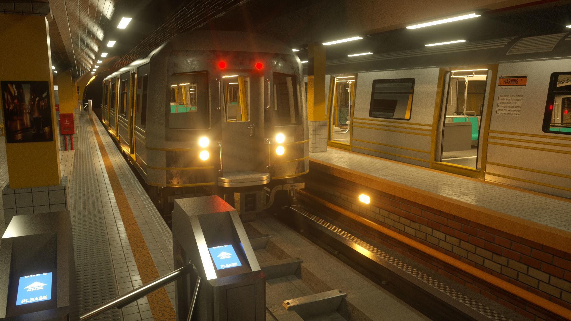 SUBWAY  CAR - TUNNEL - STATION 3D model_7