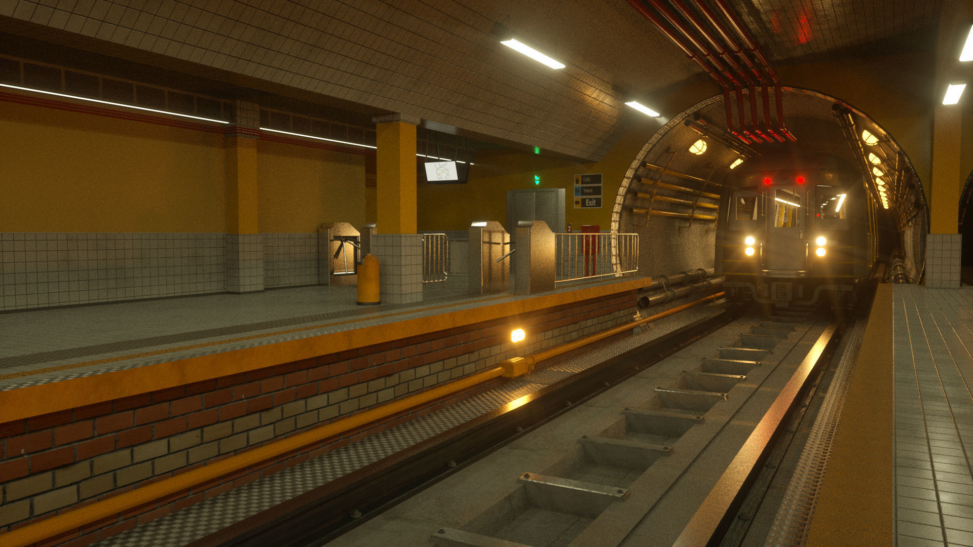 SUBWAY  CAR - TUNNEL - STATION 3D model_1