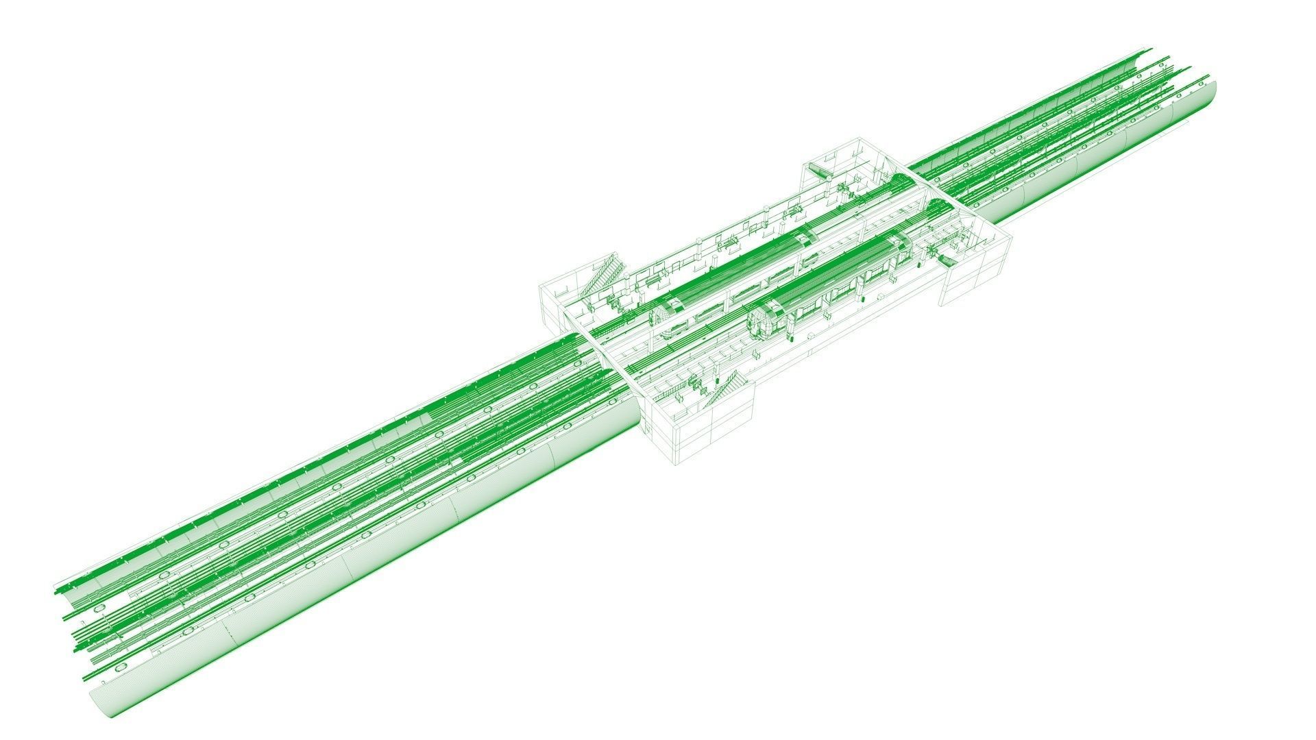 SUBWAY  CAR - TUNNEL - STATION 3D model_10