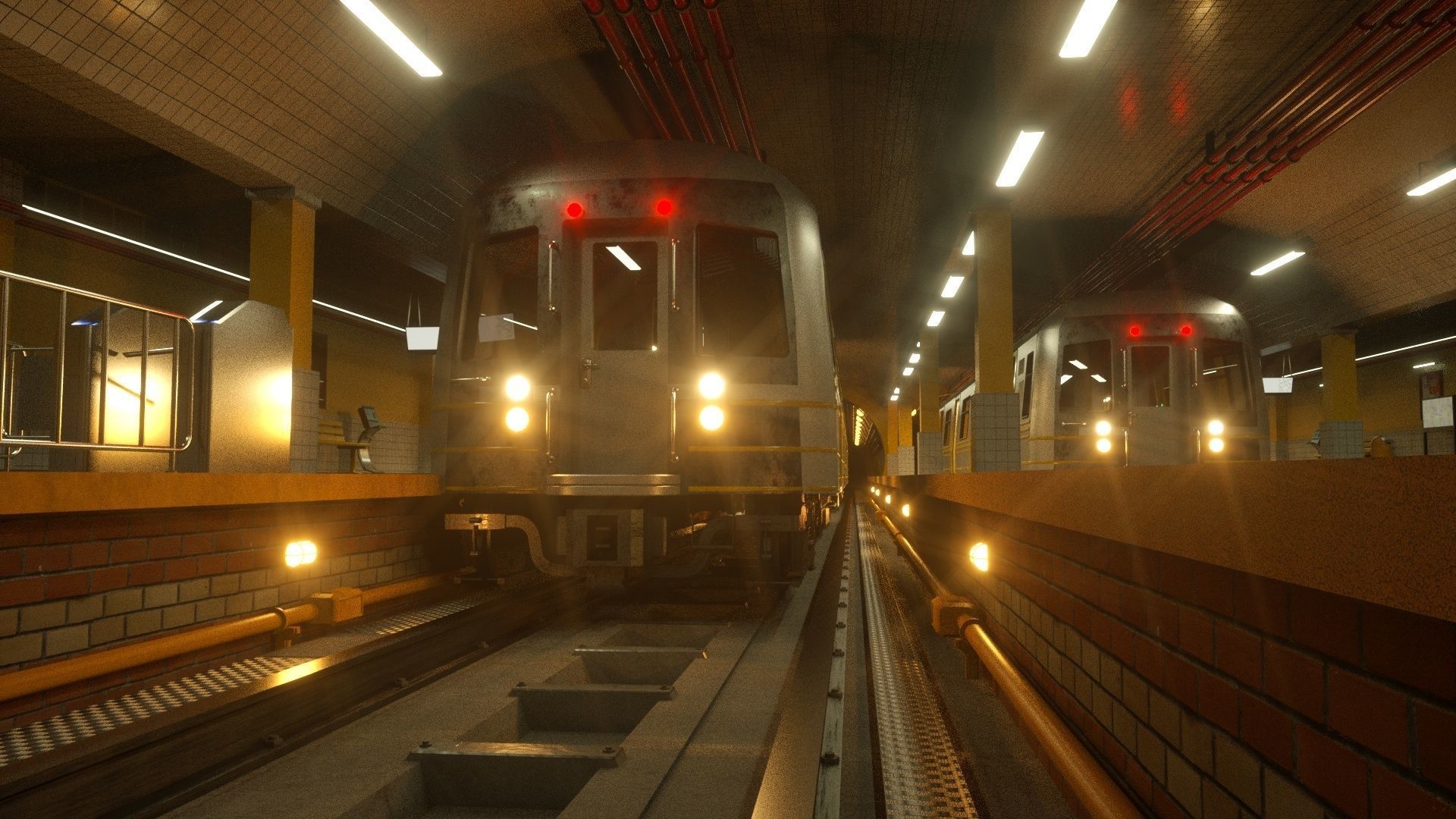 SUBWAY  CAR - TUNNEL - STATION 3D model_2