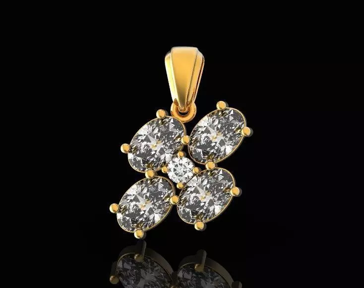 Girls Youth Charm Pendant clover 4 oval stones 821 3D print model