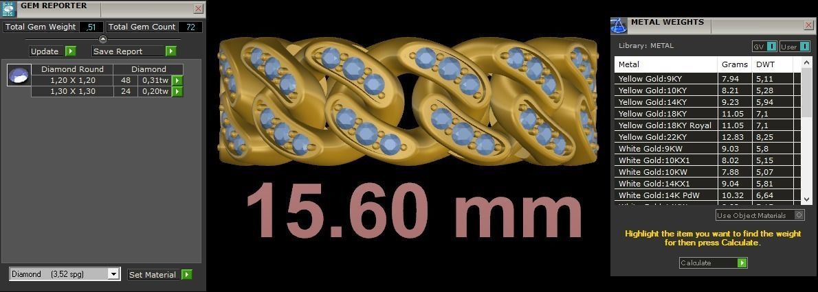 Ring Cuban Chain 7 mm Wide - DIFERENT SIZES 3D print model_13