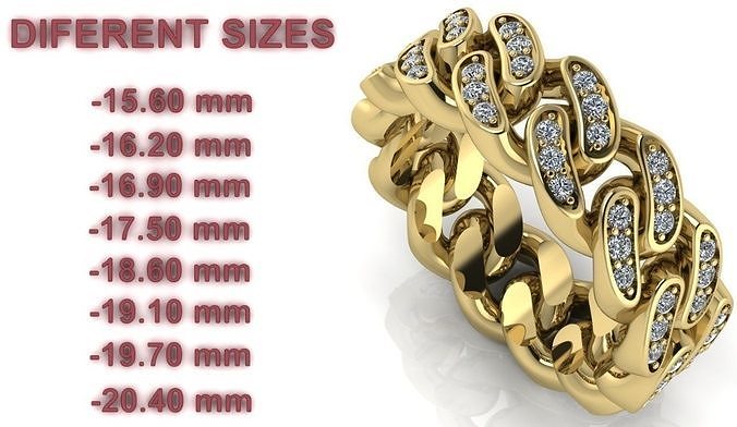 Ring Cuban Chain 7 mm Wide - DIFERENT SIZES 3D print model
