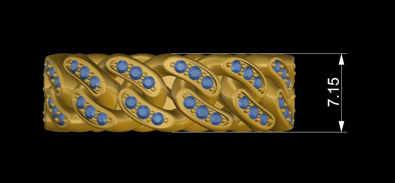 Ring Cuban Chain 7 mm Wide - DIFERENT SIZES 3D print model_9