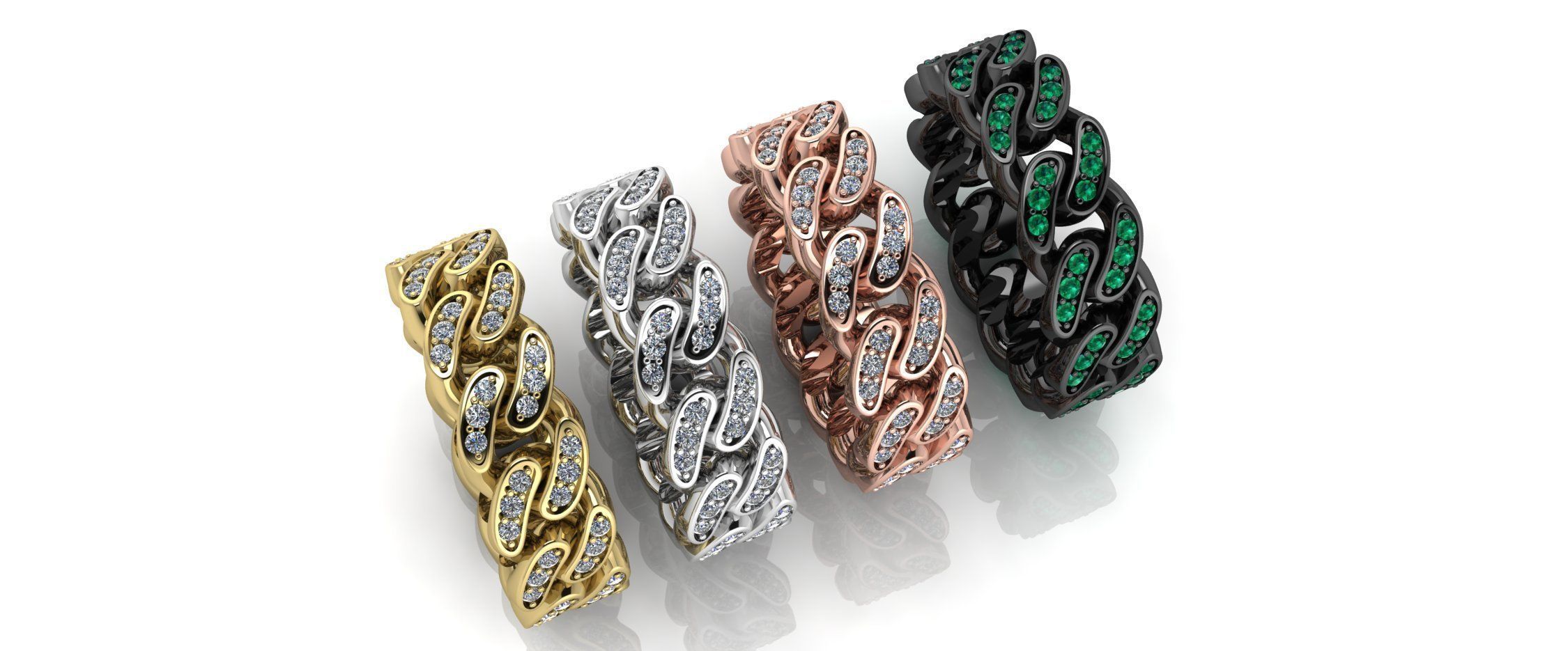 Ring Cuban Chain 7 mm Wide - DIFERENT SIZES 3D print model_6