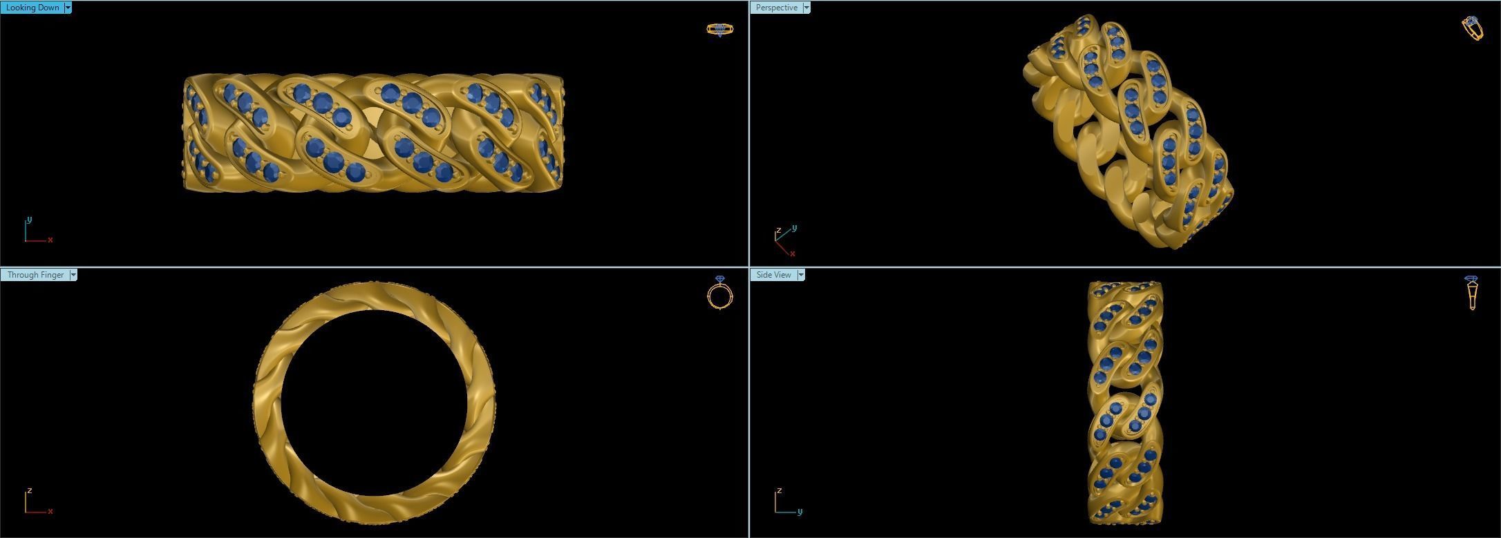 Ring Cuban Chain 7 mm Wide - DIFERENT SIZES 3D print model_11