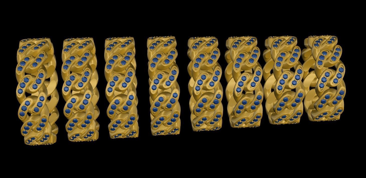 Ring Cuban Chain 7 mm Wide - DIFERENT SIZES 3D print model_8