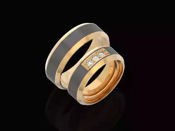 pair of wedding rings with enamel 828