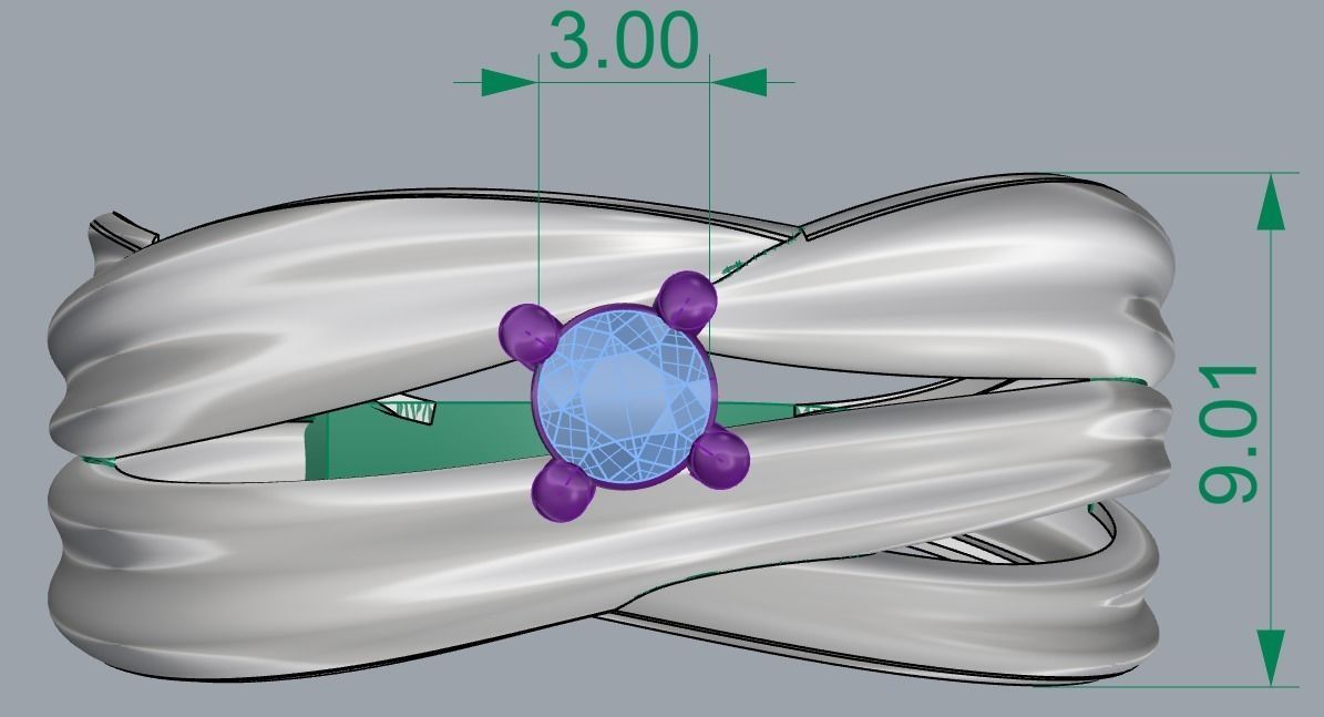 SINGLE STONE RING--22 pieces 3D print model_3