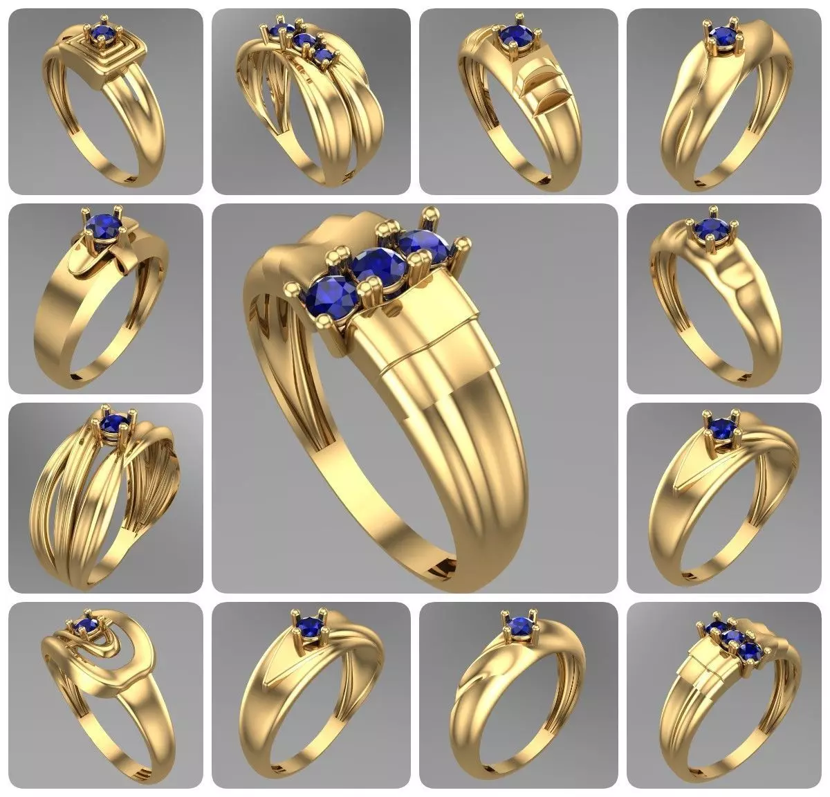 SINGLE STONE RING--22 pieces 3D print model_0
