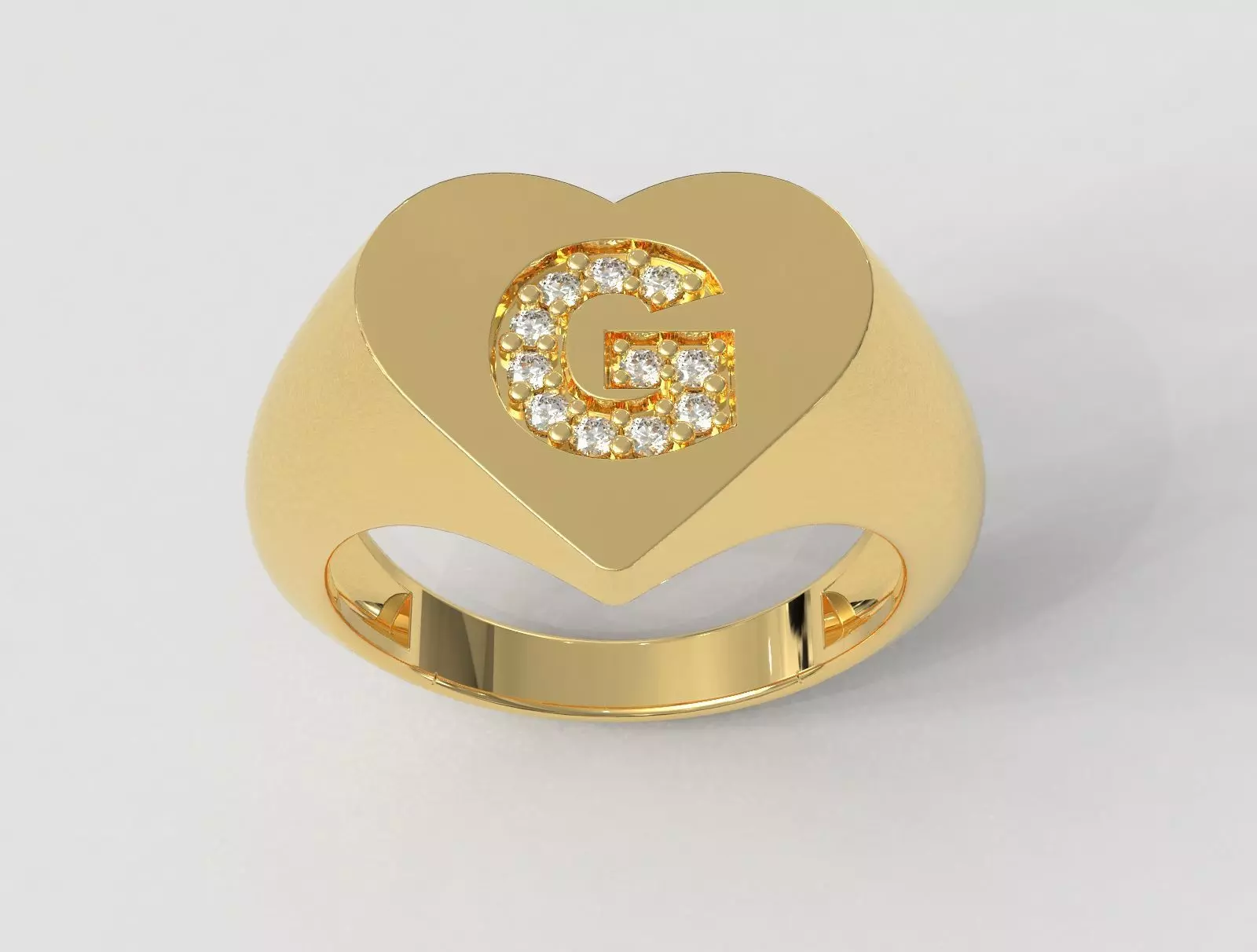 Heart Ring - Diamond Letter G 3D print model