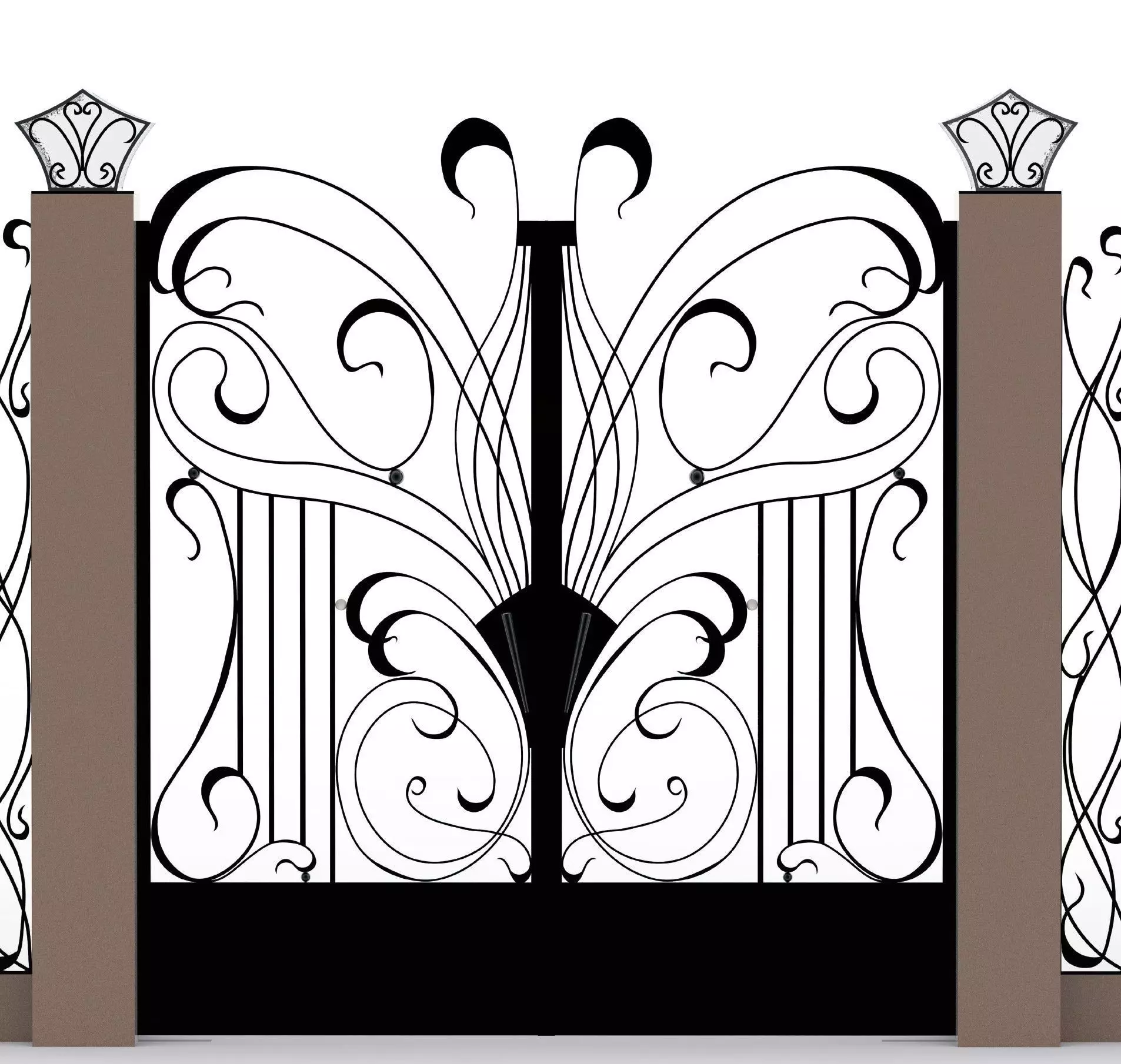 Metal gate  Low-poly 3D model_0