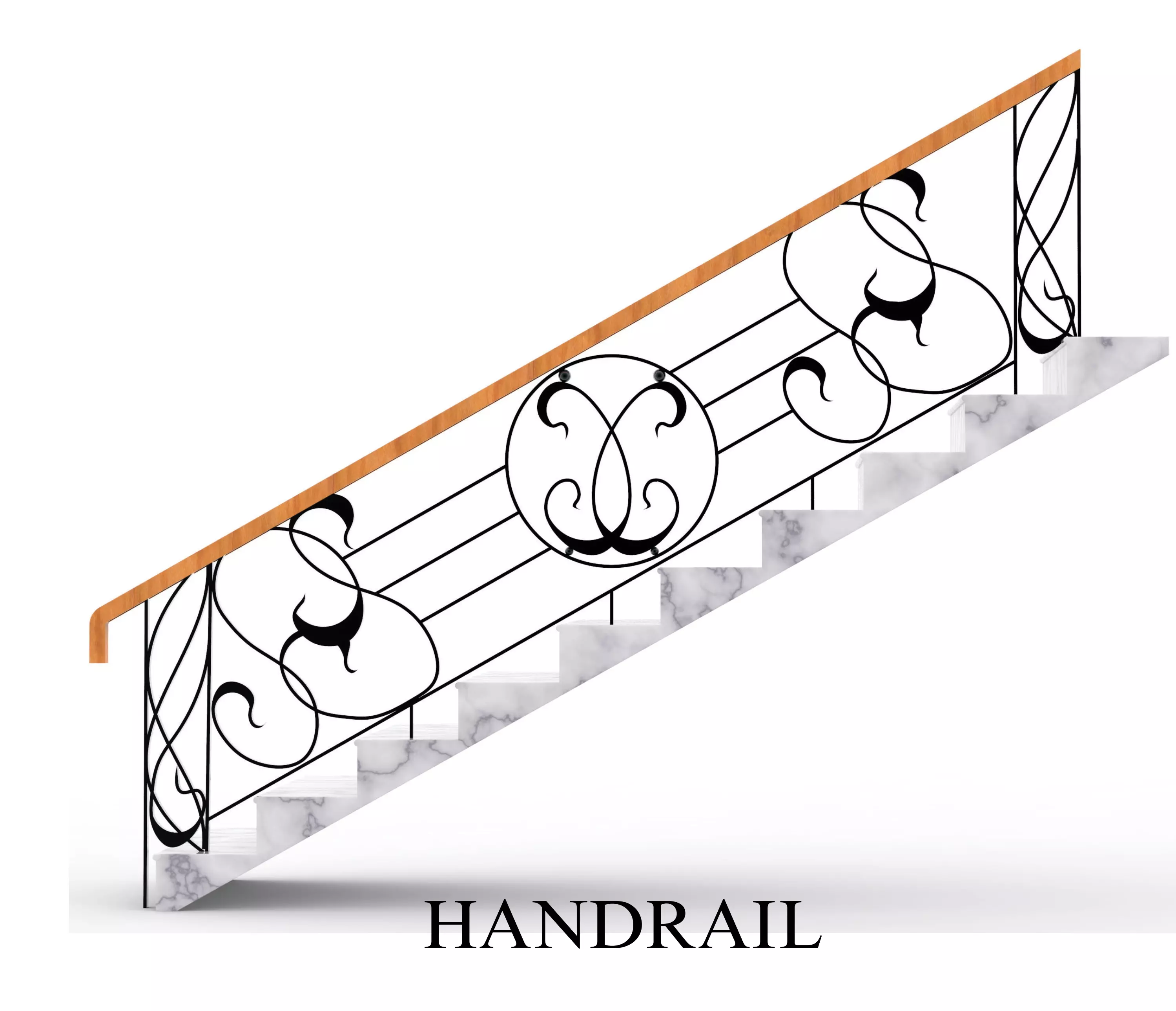 Handrail Low-poly 3D model_0