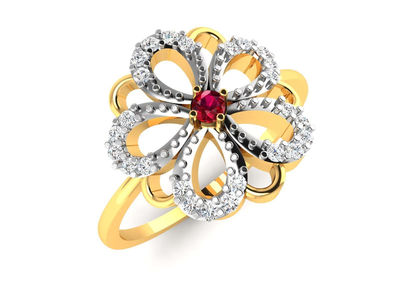 Diamond Ring For Women 3d Print Model 3D print model_4