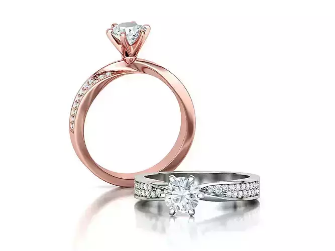 Bespoke Engagement Ring 6mm diamond Twisted Shank 3dmodel