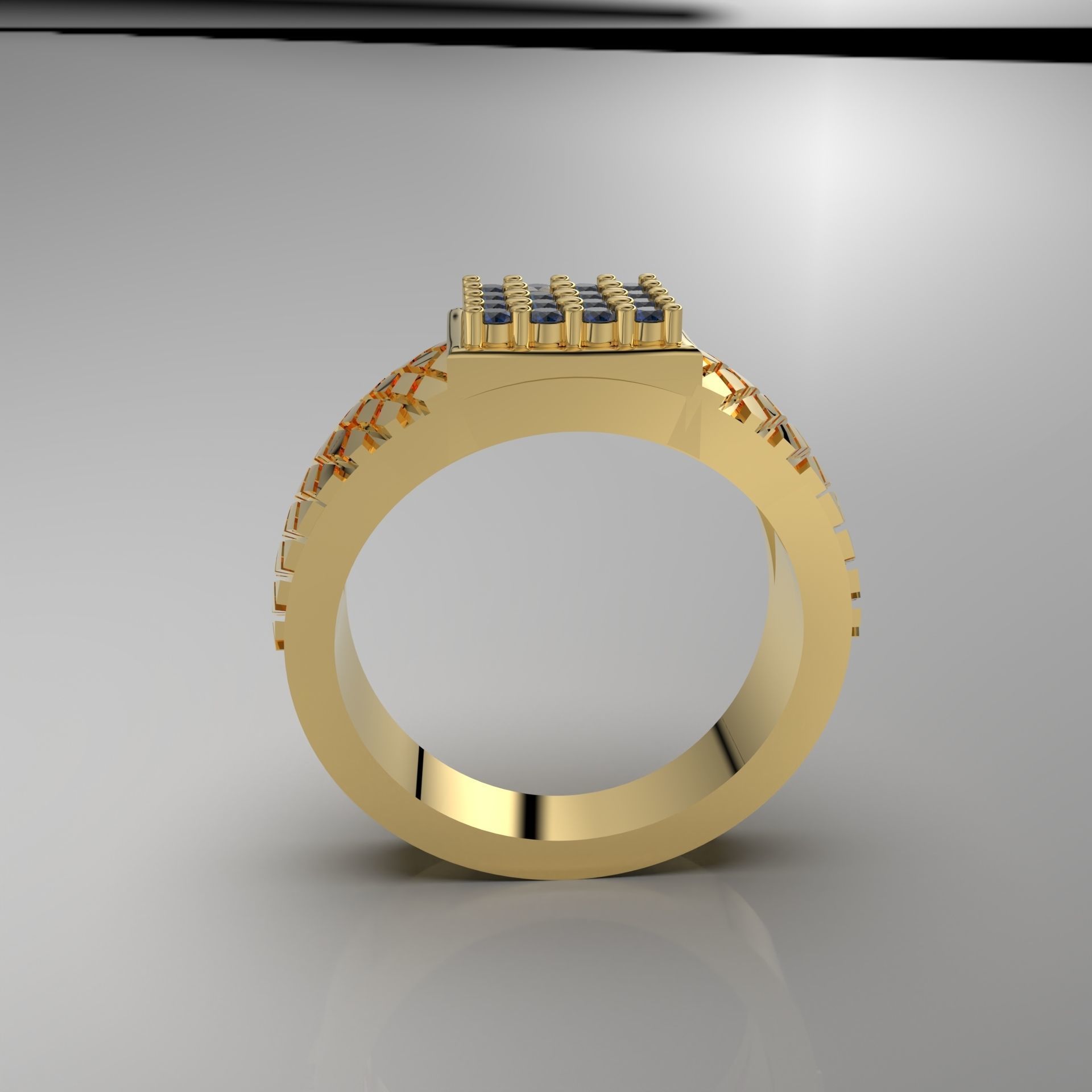  square cut ring 3D print model_5