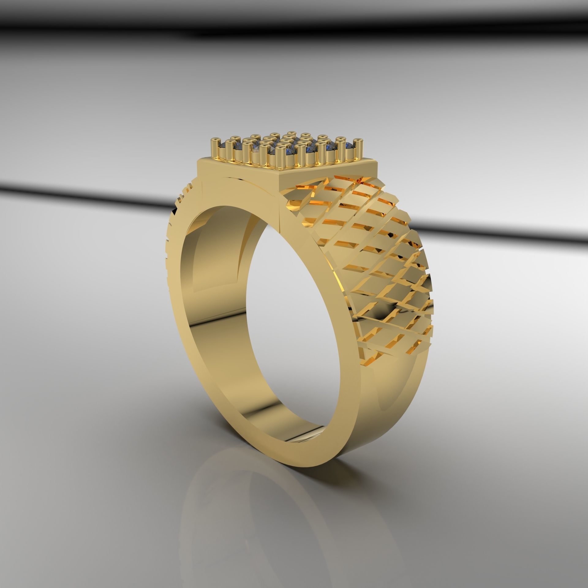  square cut ring 3D print model_4