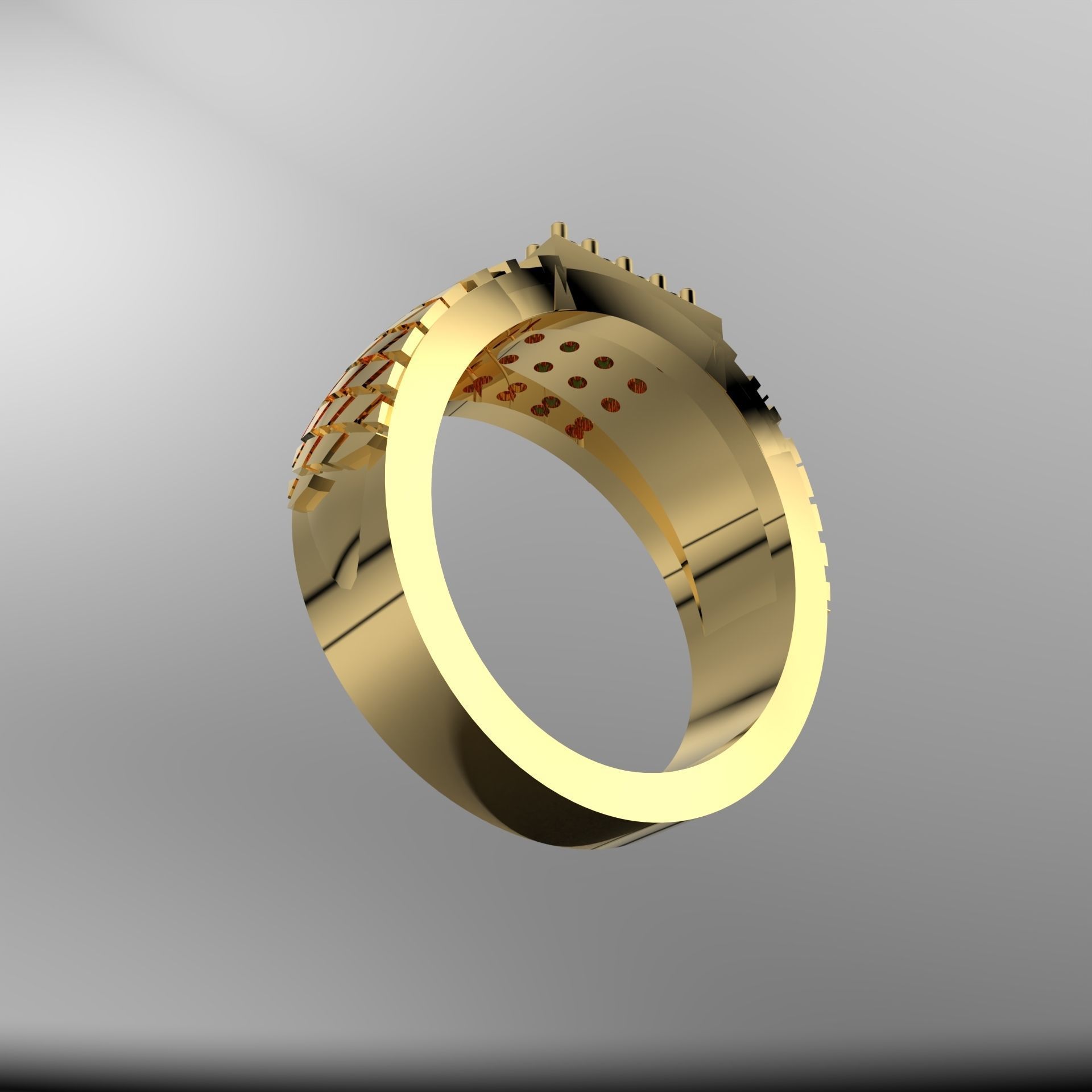  square cut ring 3D print model_6