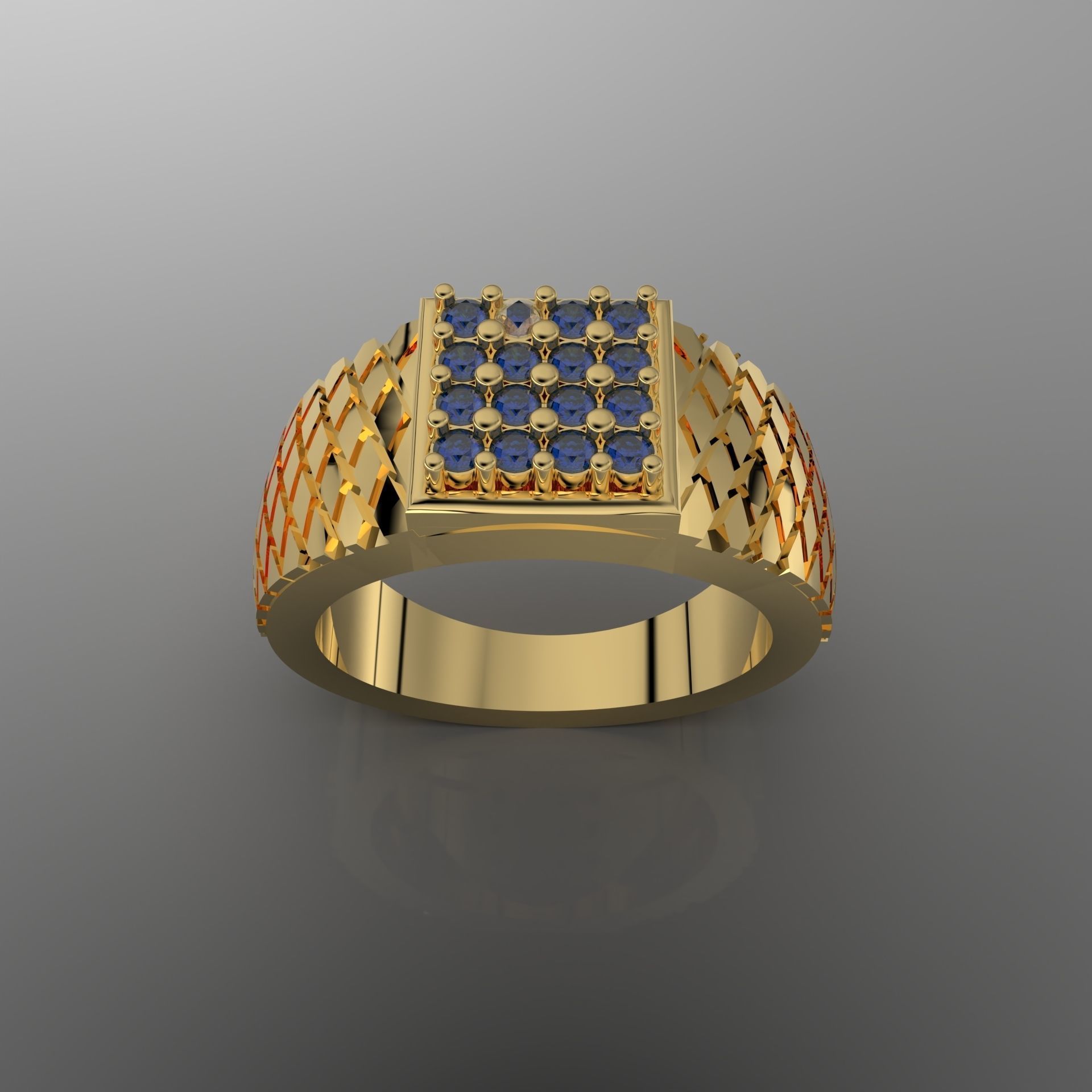  square cut ring 3D print model_3