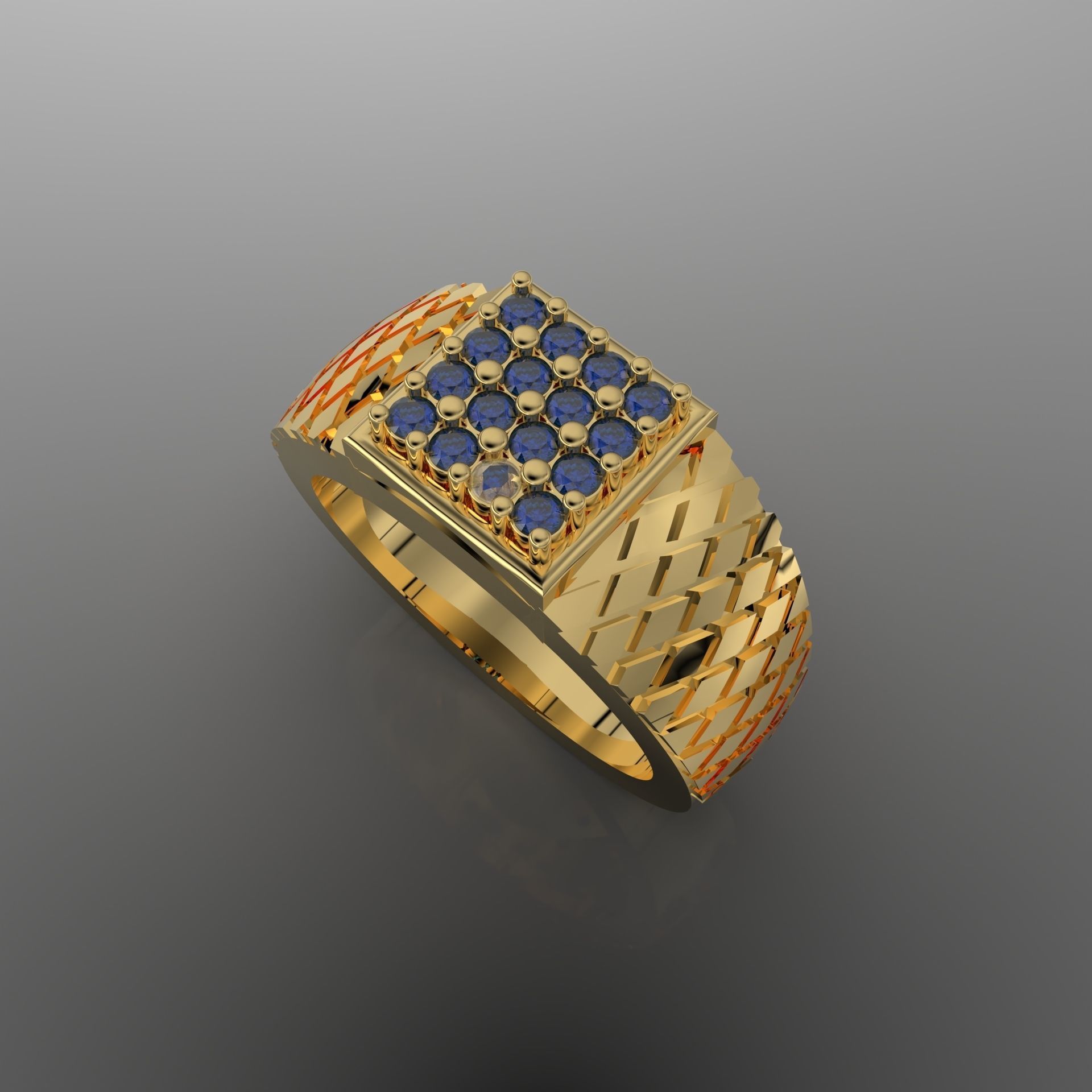 square cut ring 3D print model_7