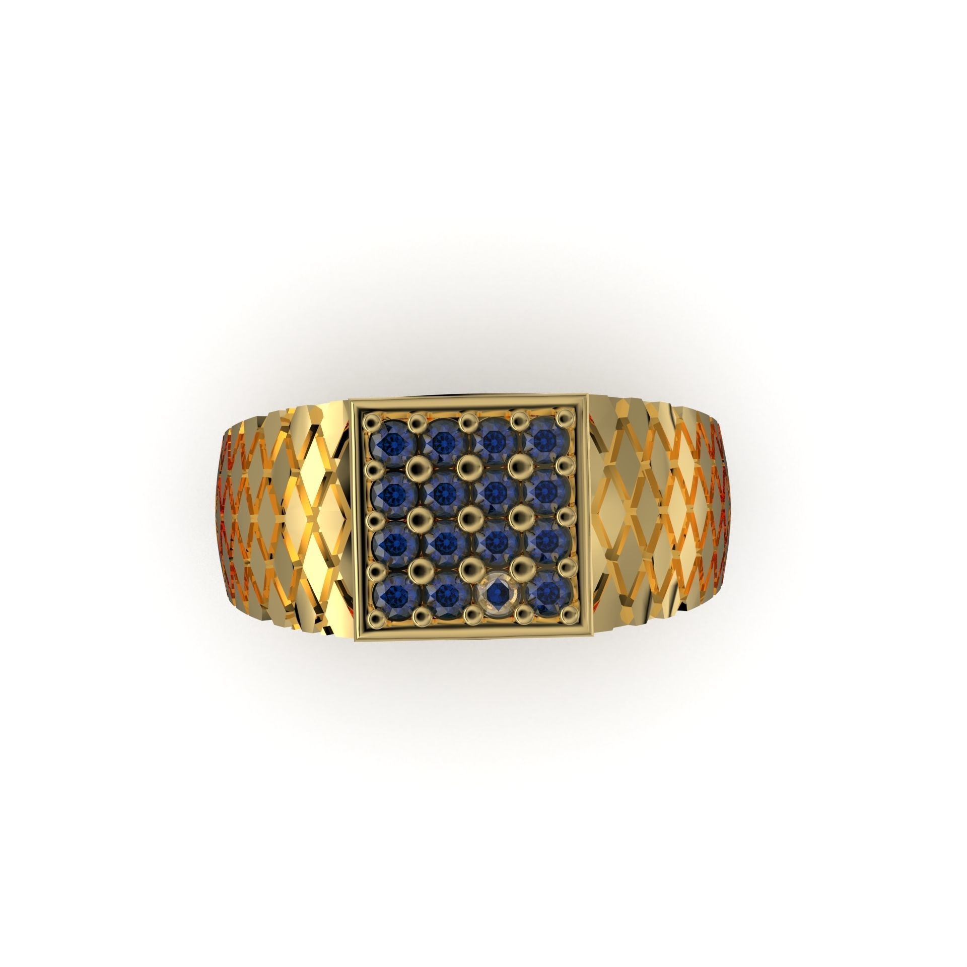  square cut ring 3D print model_8