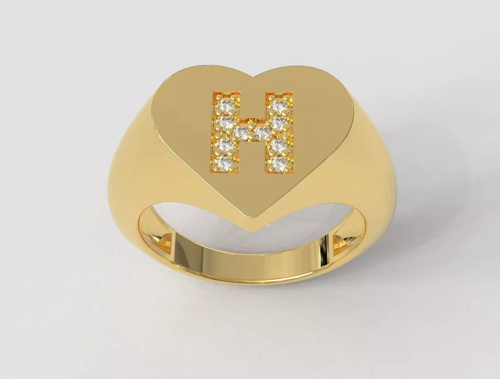 Heart Ring - Diamond Letter H 3D print model