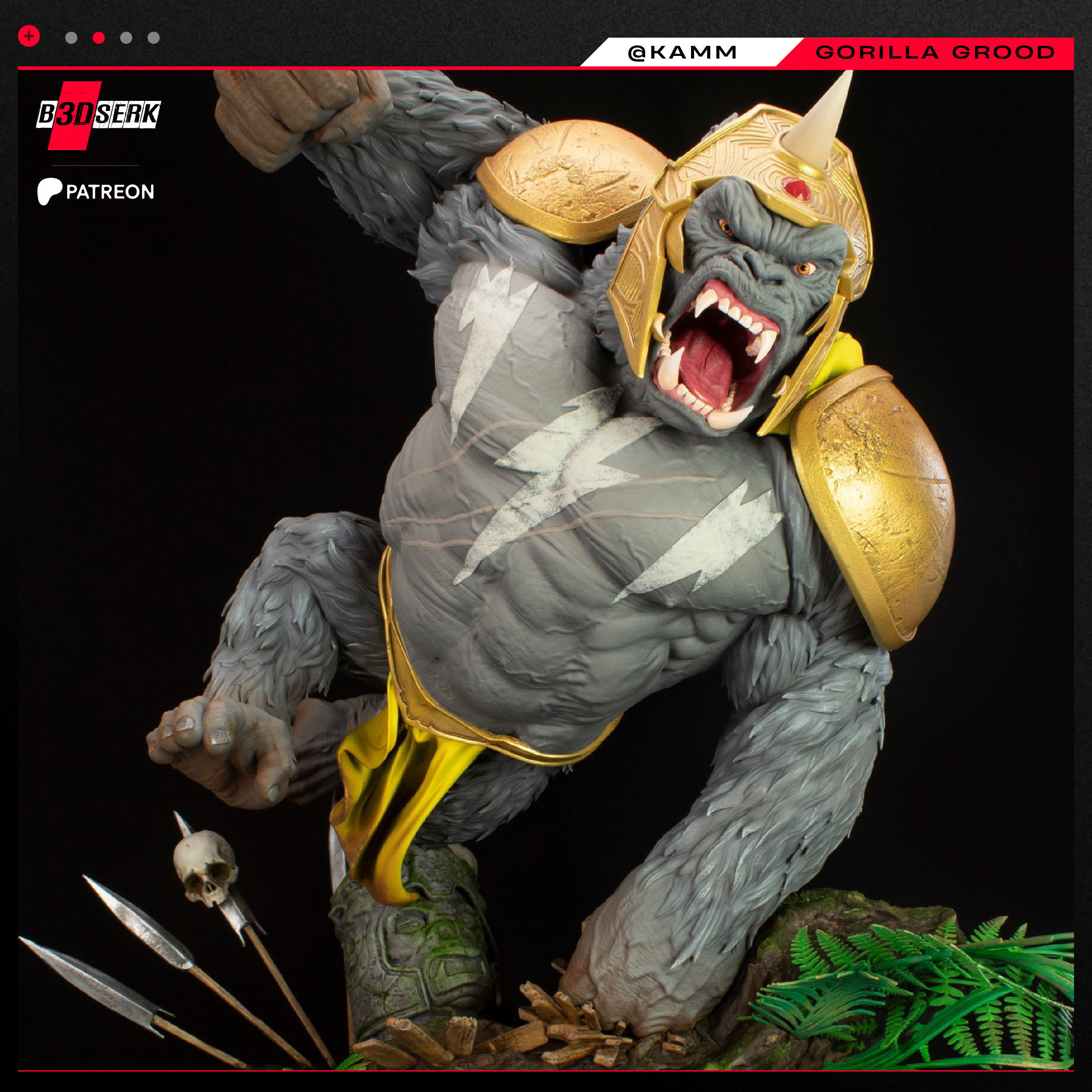 B3DSERK May term 2023 Gorilla Grood Sculpture ready for printing 3D print model_27