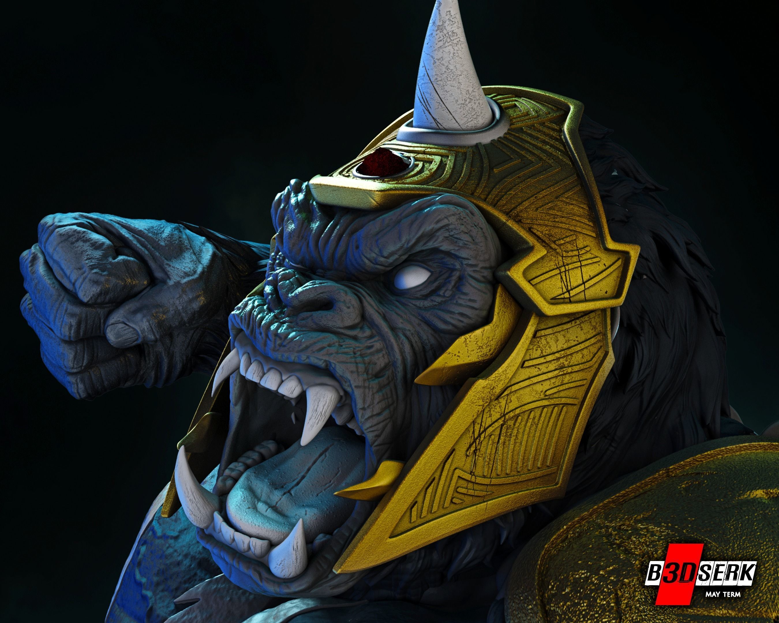 B3DSERK May term 2023 Gorilla Grood Sculpture ready for printing 3D print model_11