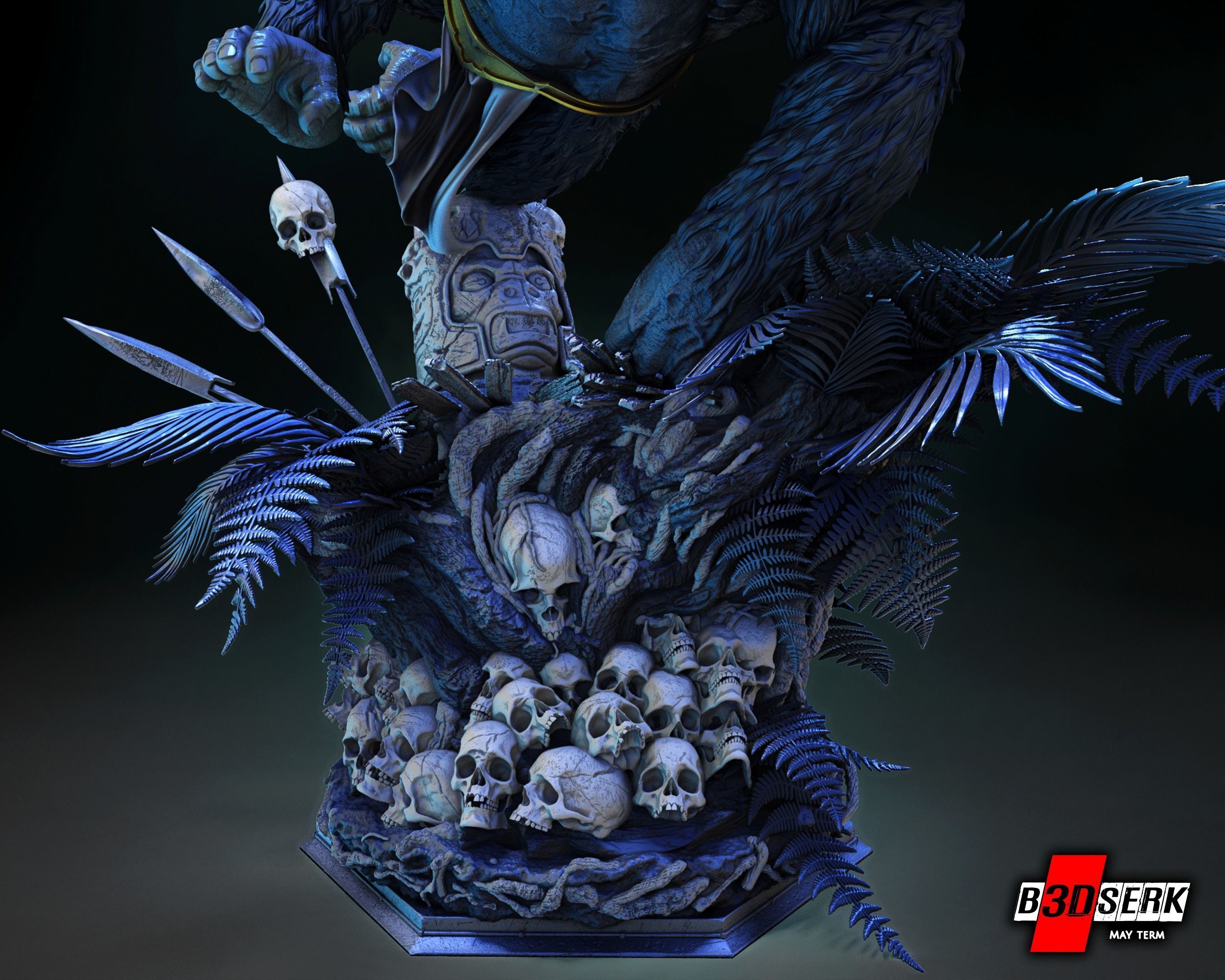 B3DSERK May term 2023 Gorilla Grood Sculpture ready for printing 3D print model_9