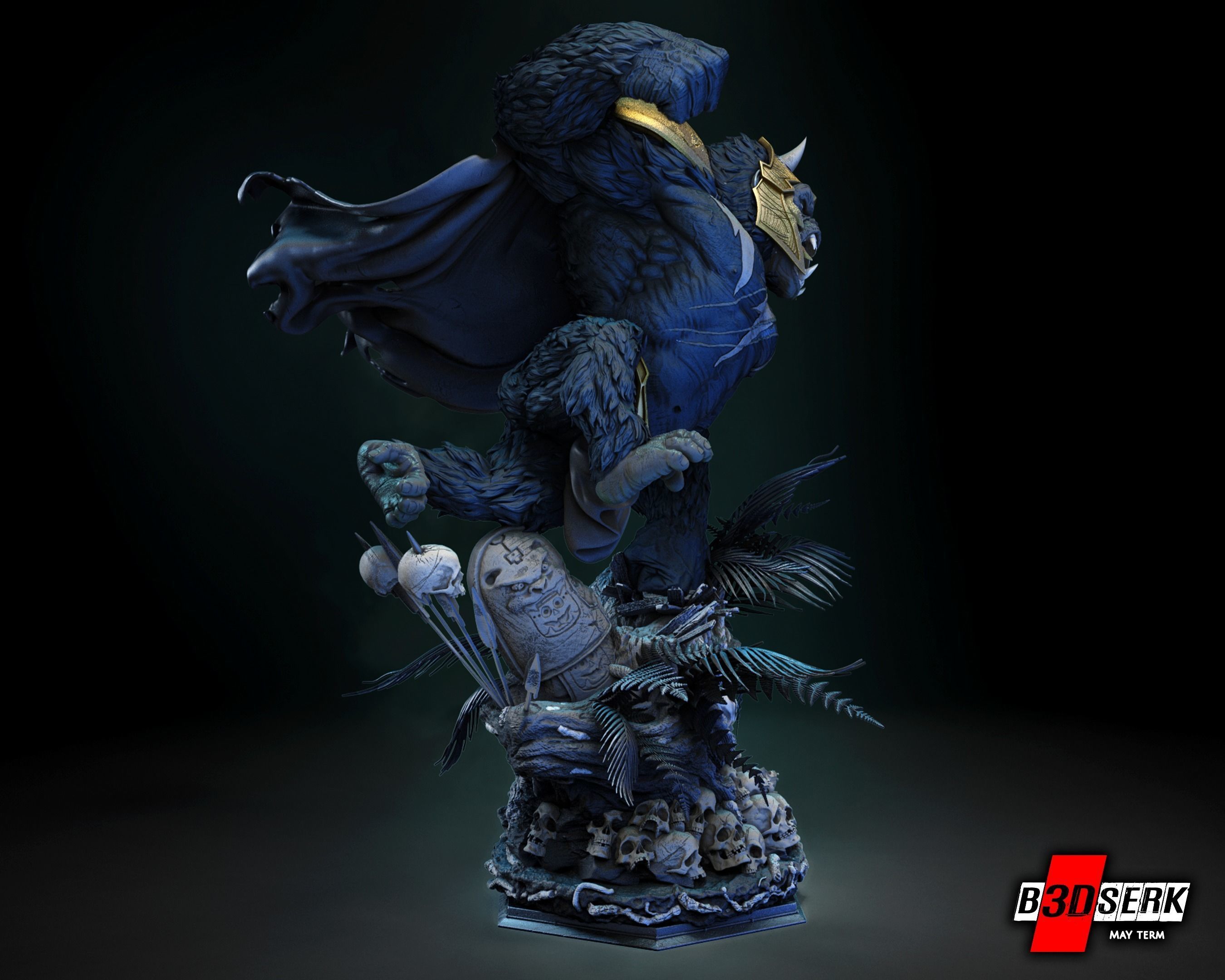 B3DSERK May term 2023 Gorilla Grood Sculpture ready for printing 3D print model_5