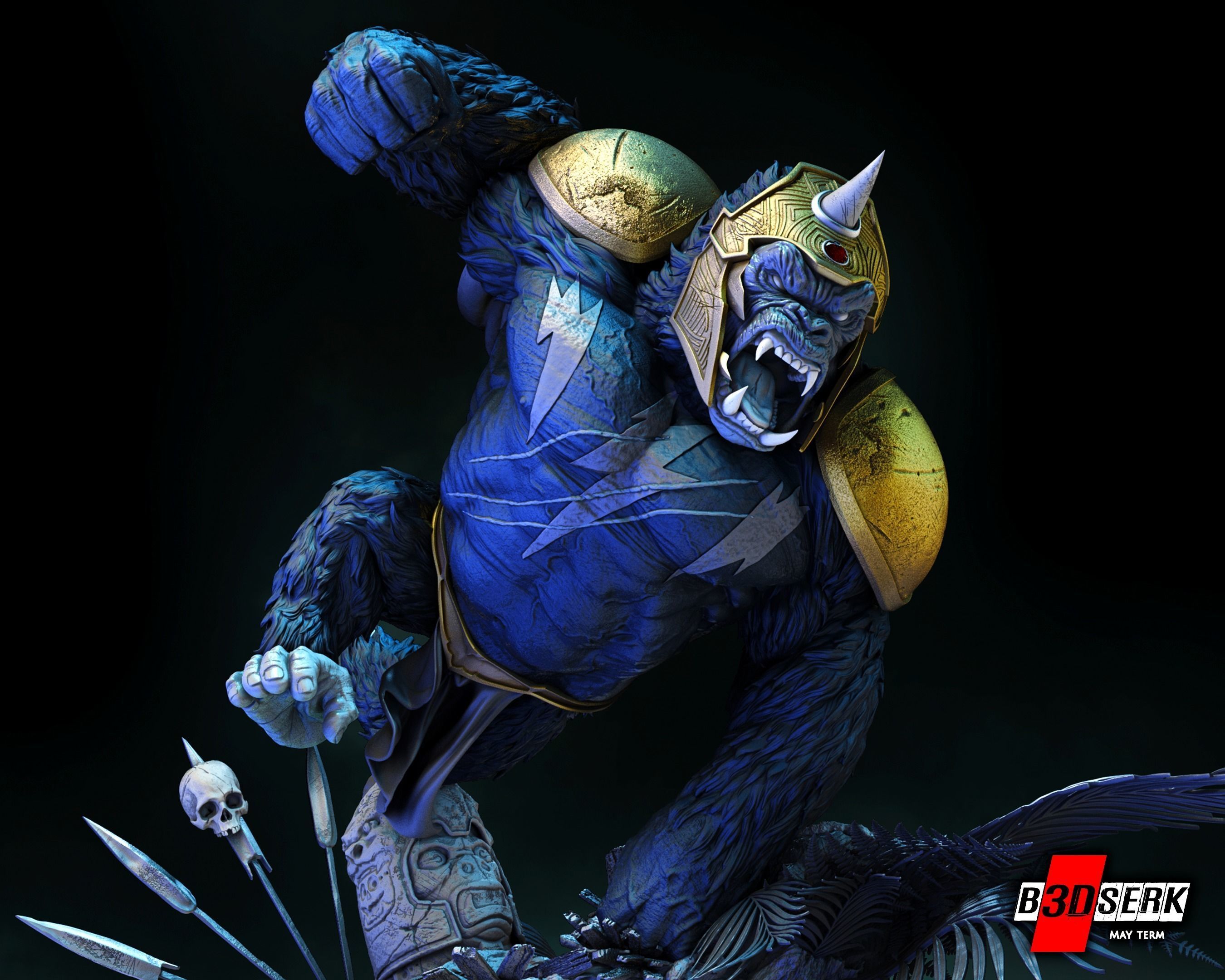 B3DSERK May term 2023 Gorilla Grood Sculpture ready for printing 3D print model_8