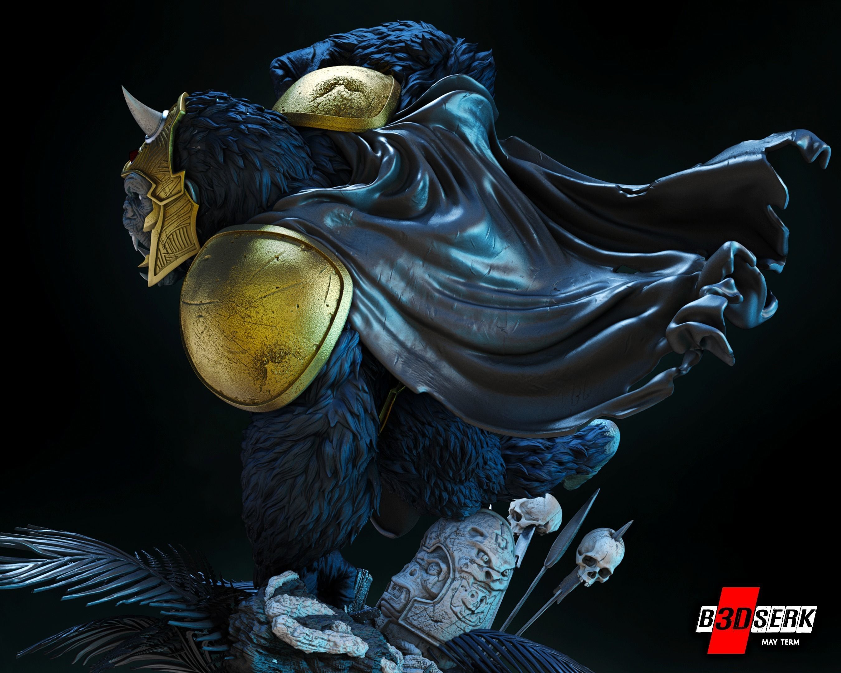 B3DSERK May term 2023 Gorilla Grood Sculpture ready for printing 3D print model_6